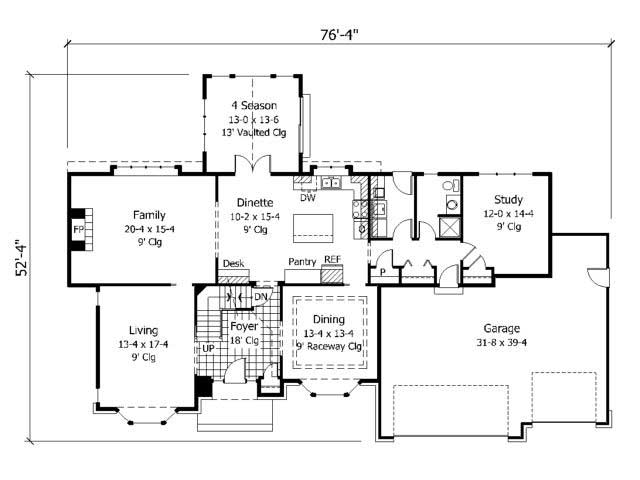 Floor Plan First Story of Colonial Plan #165-1148