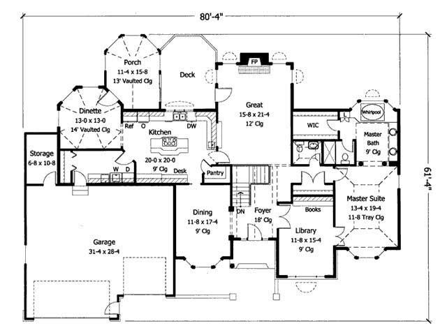 Floor Plan First Story of Country Plan #165-1149