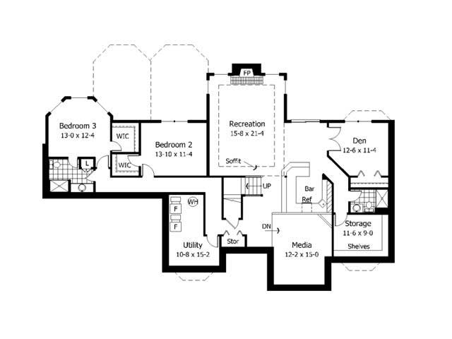 Floor Plan Basement of Country Plan #165-1149