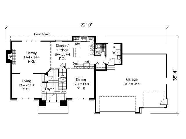 Floor Plan First Story of Country Plan #165-1150