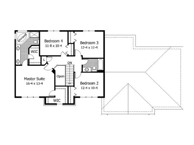 Floor Plan Second Story of Country Plan #165-1150