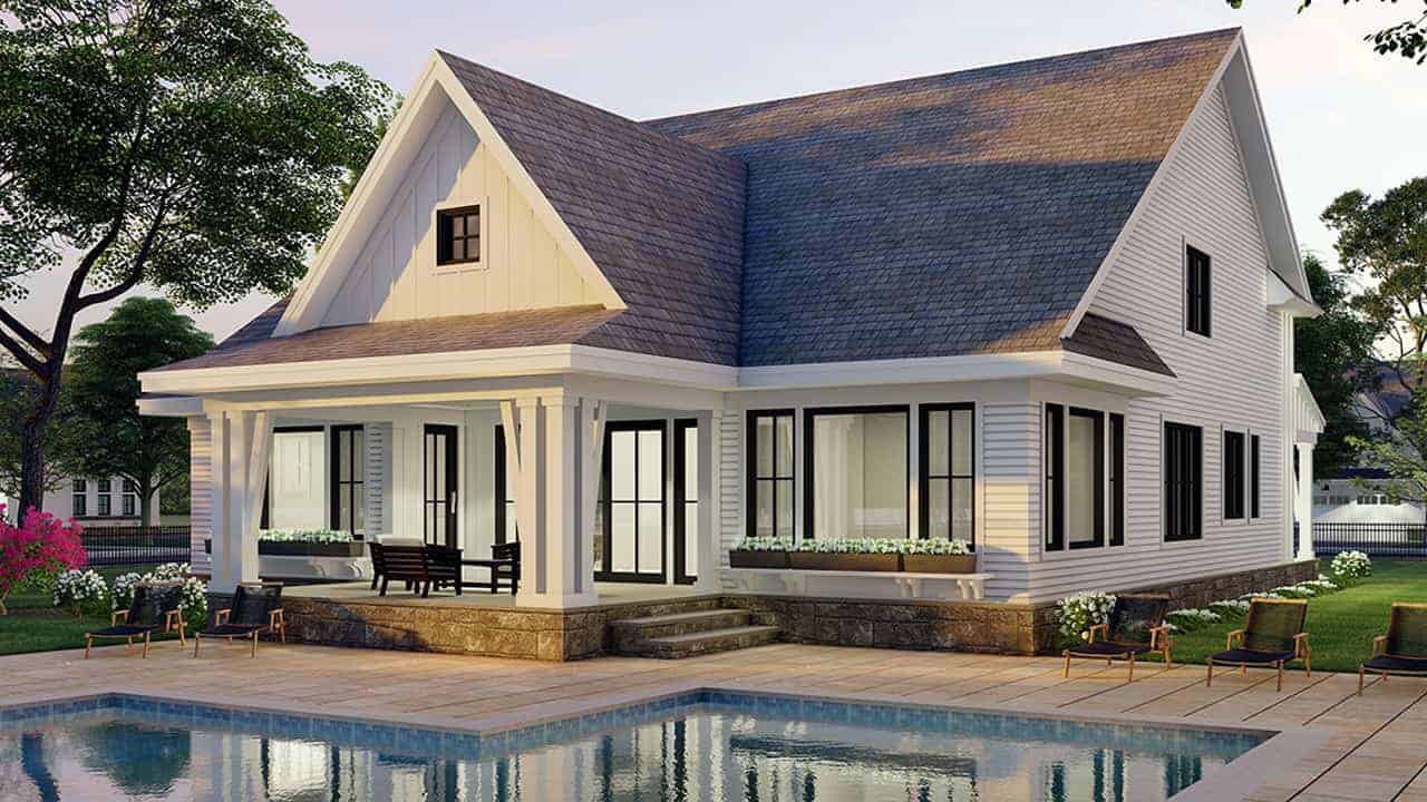 Rear View of this 4-Bedroom, 3146 Sq Ft Plan - 165-1151