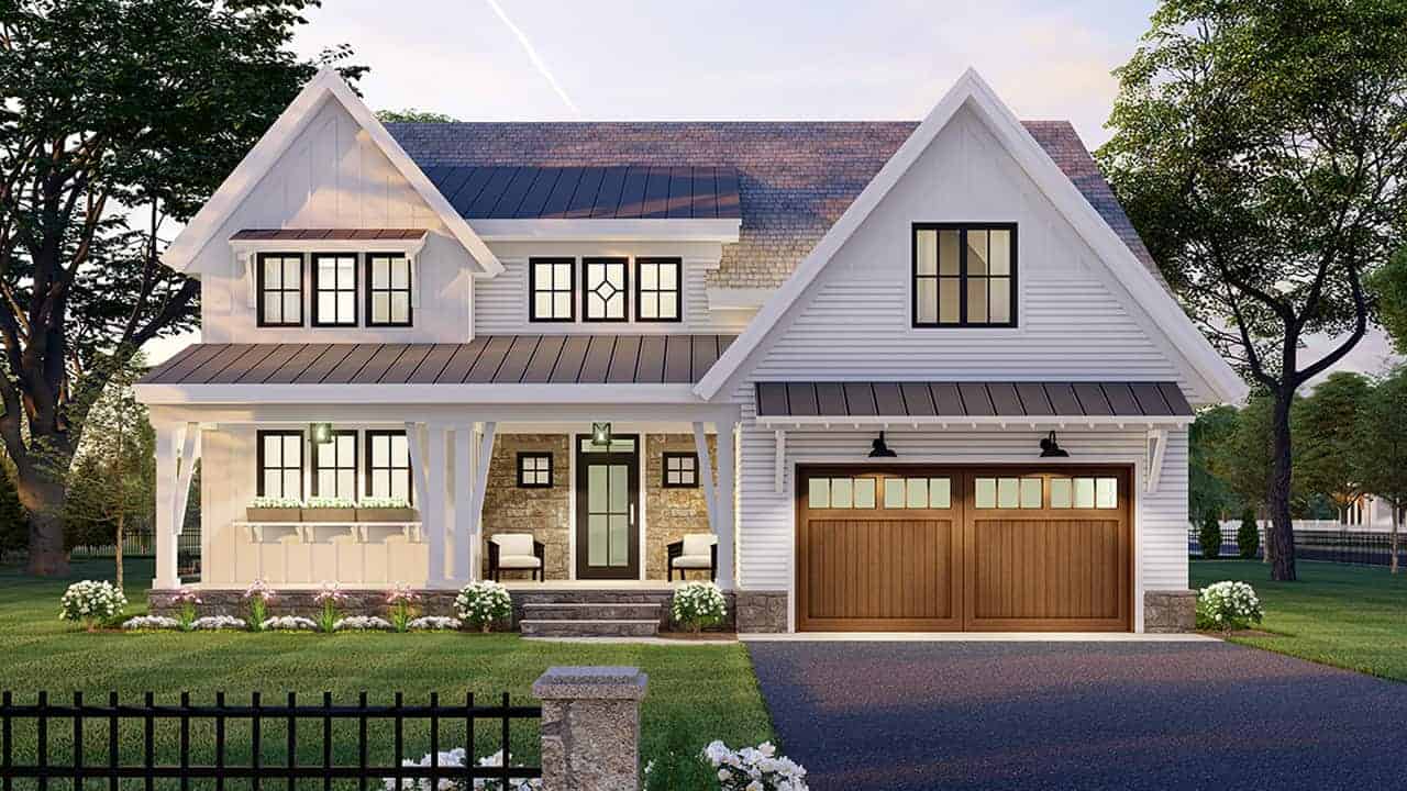 Modern Farmhouse home design (ThePlanCollection: Plan #165-1151)
