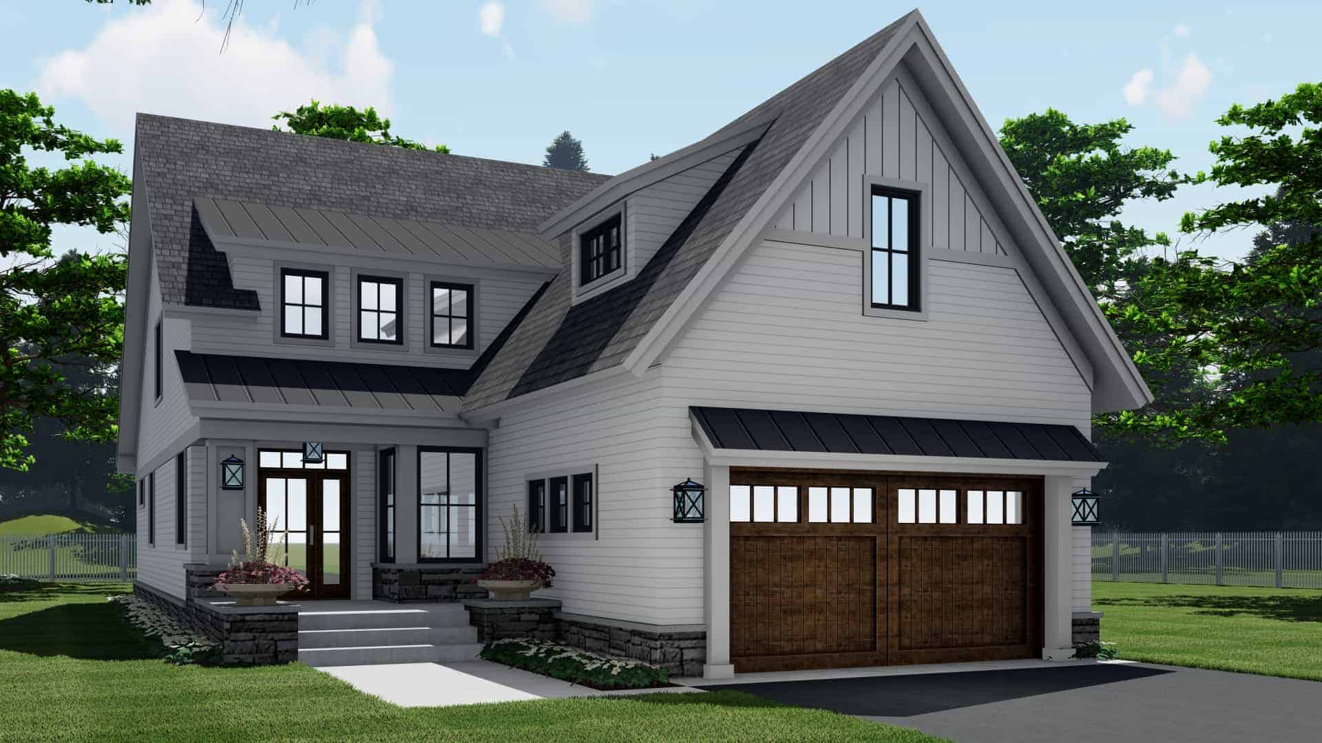 Front elevation of Farmhouse home (ThePlanCollection: House Plan #165-1152)