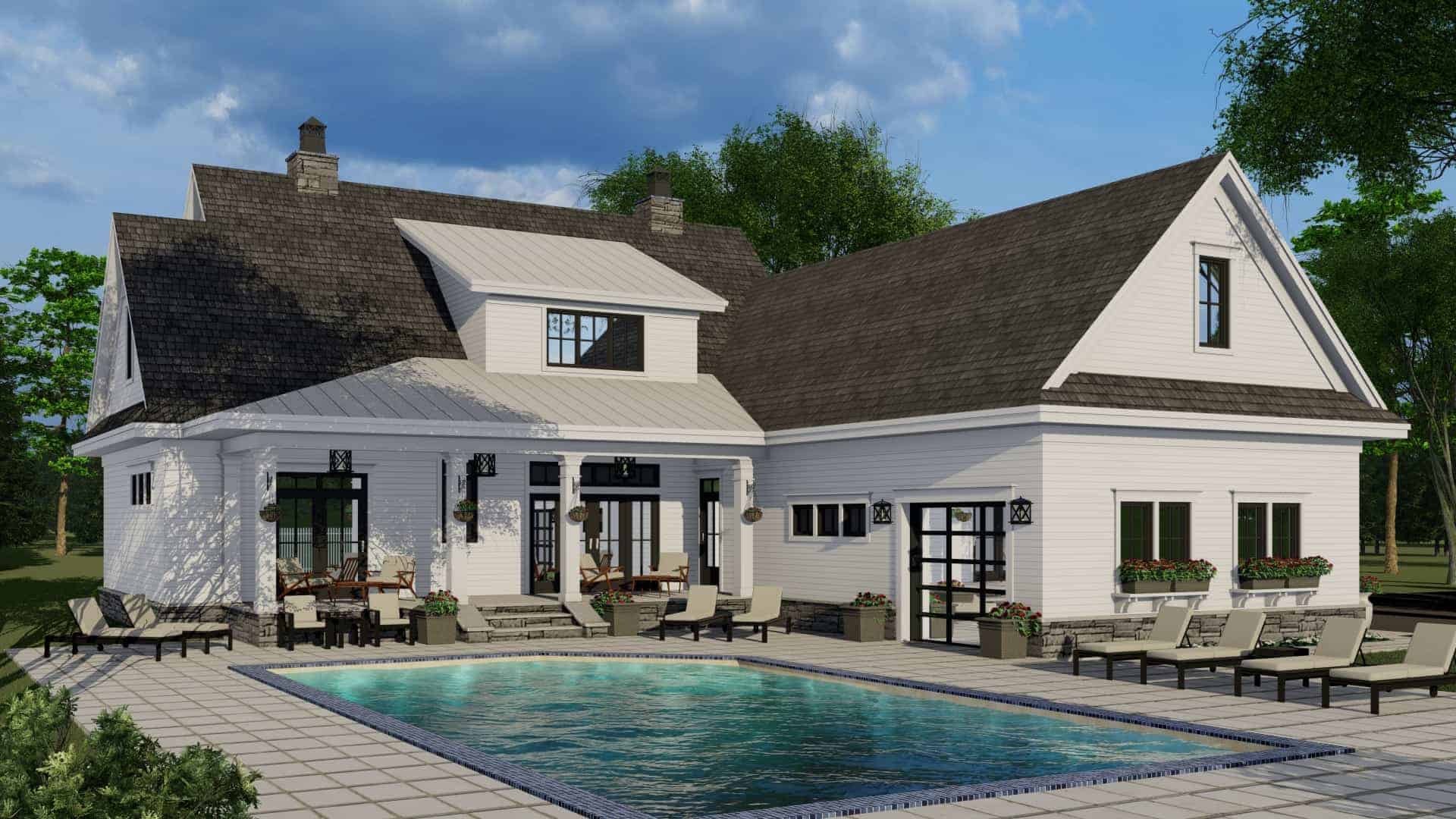 Rear View of this 4-Bedroom, 2913 Sq Ft Plan - 165-1153