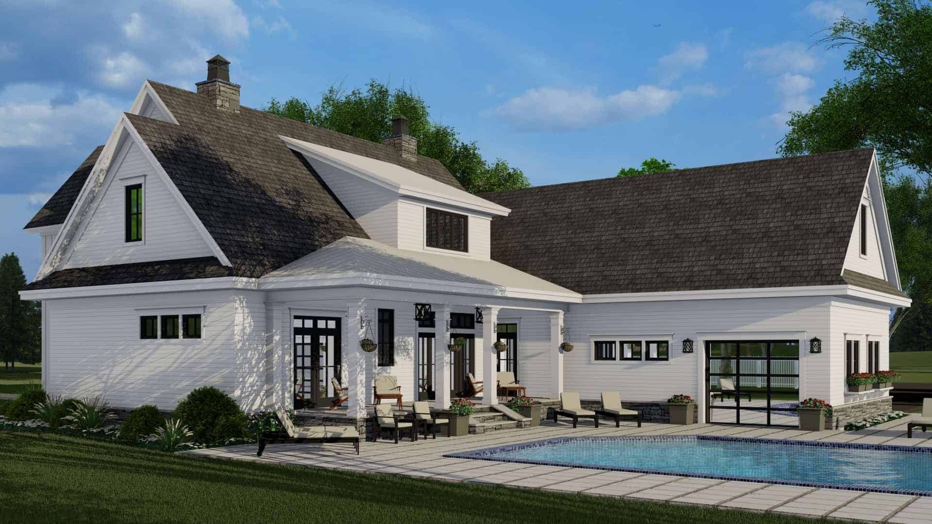 Rear View of this 4-Bedroom, 2913 Sq Ft Plan - 165-1153