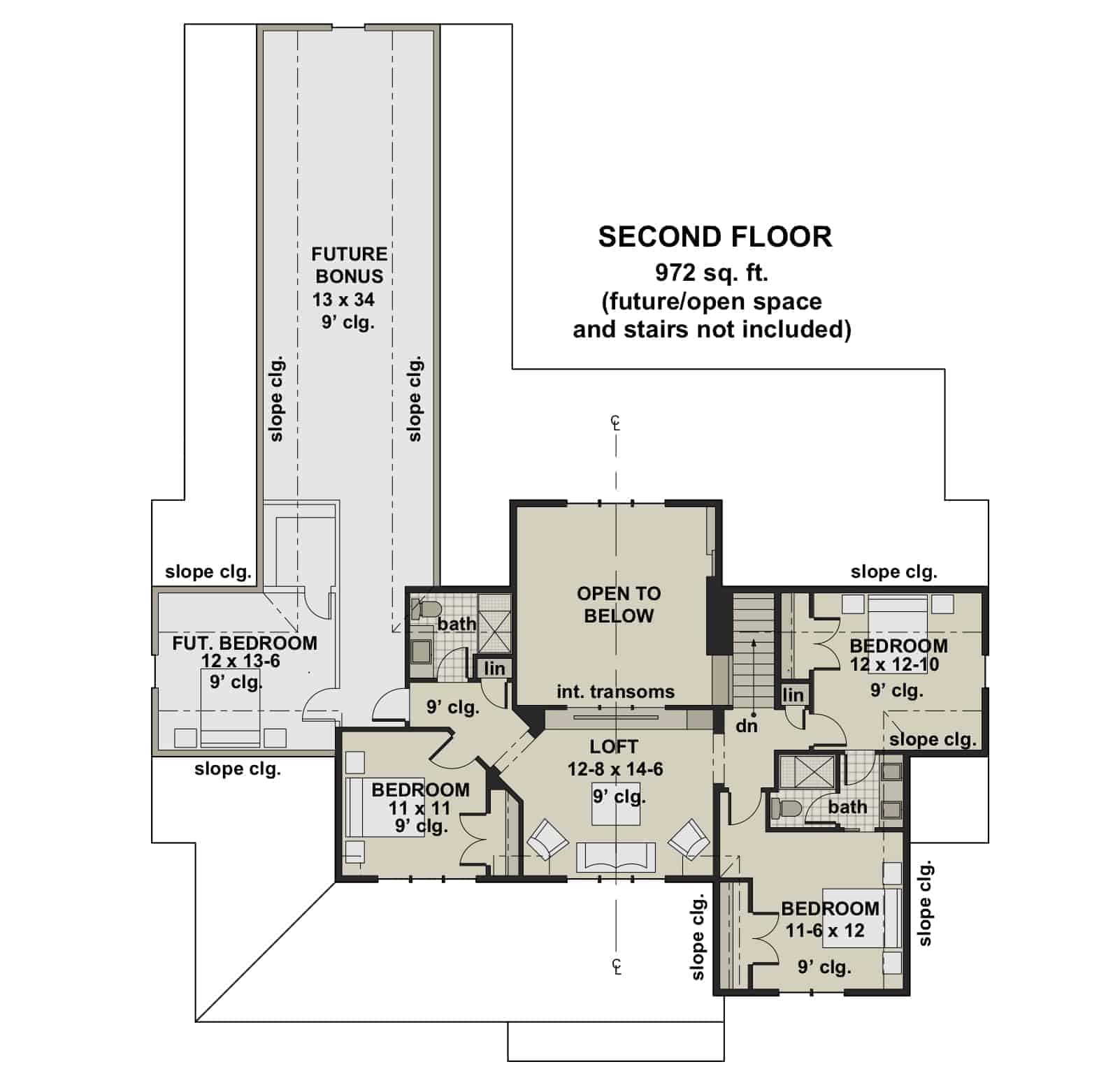 Upper Level of Contemporary Plan #165-1153