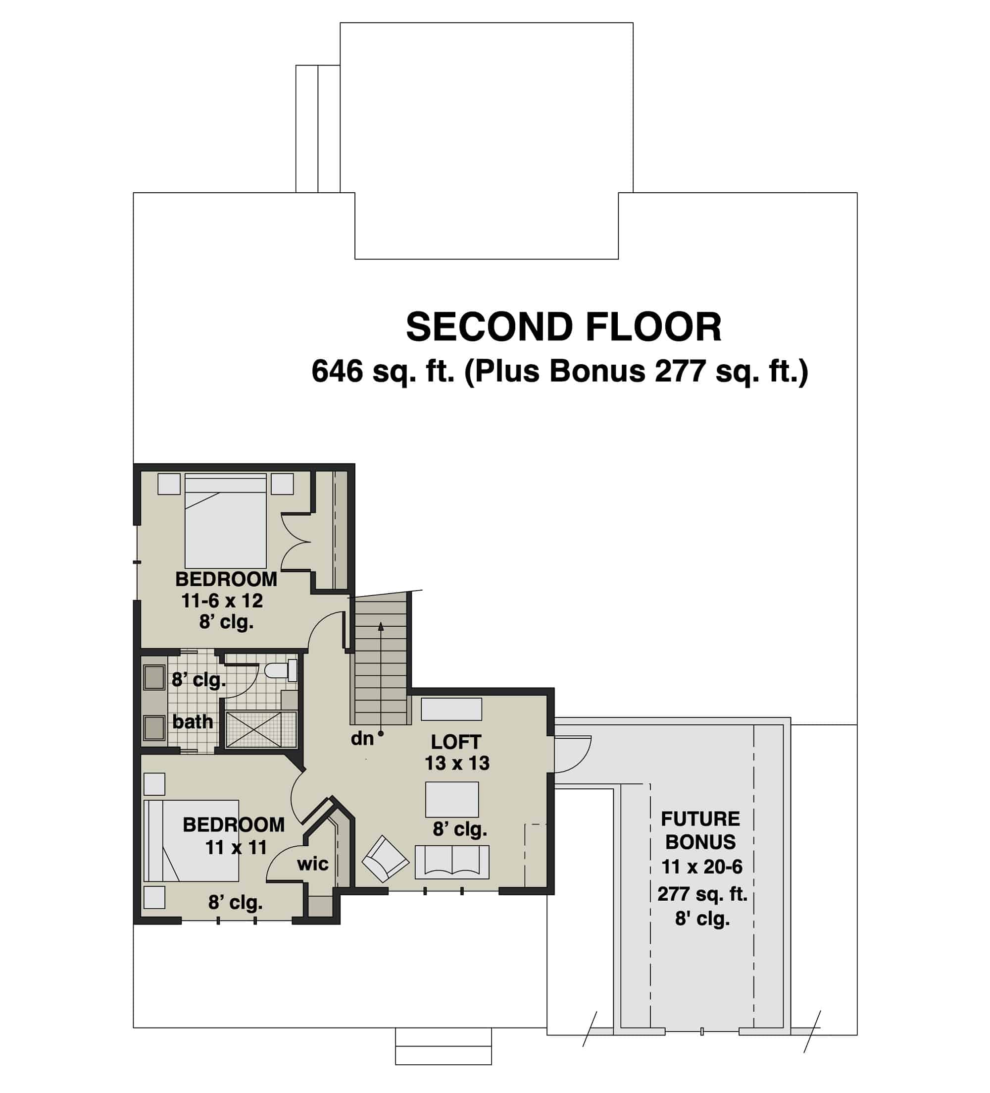 Upper Level of Contemporary Plan #165-1156