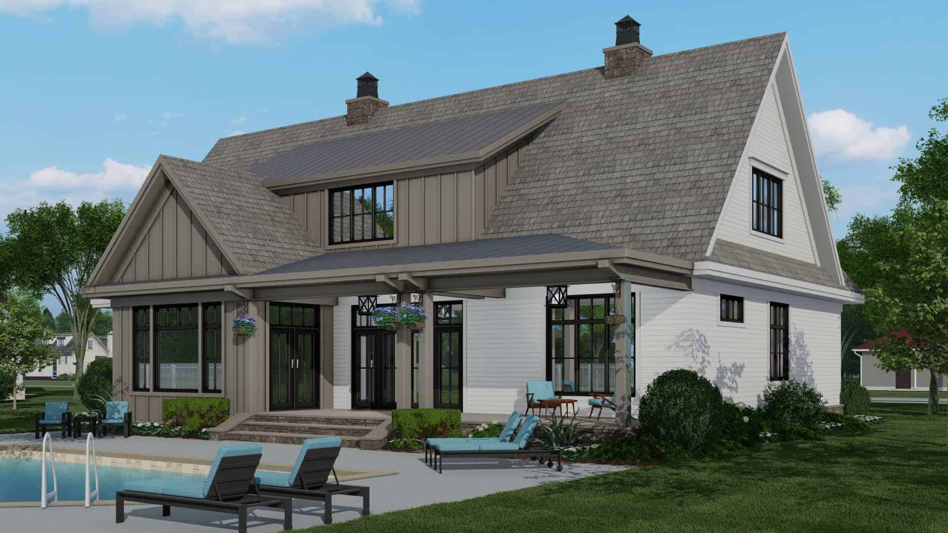 Rear View of this 4-Bedroom, 3319 Sq Ft Plan - 165-1158