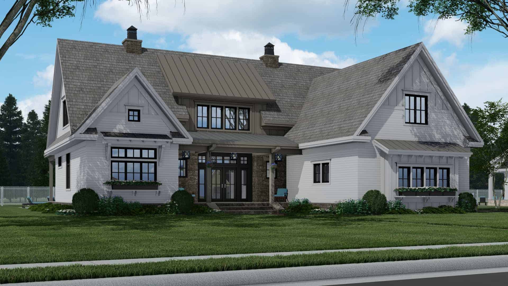 Front View of this 4-Bedroom, 3319 Sq Ft Plan - 165-1158