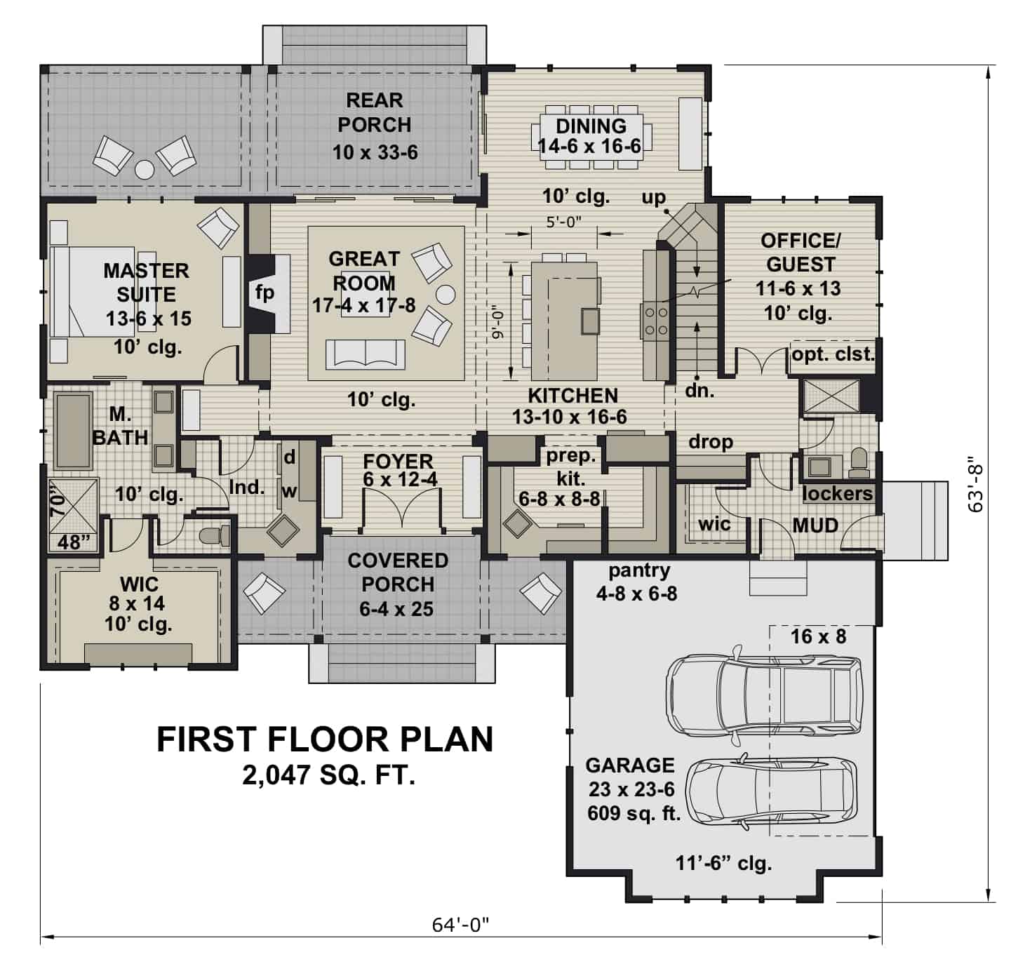 Main Level of Contemporary Plan #165-1158