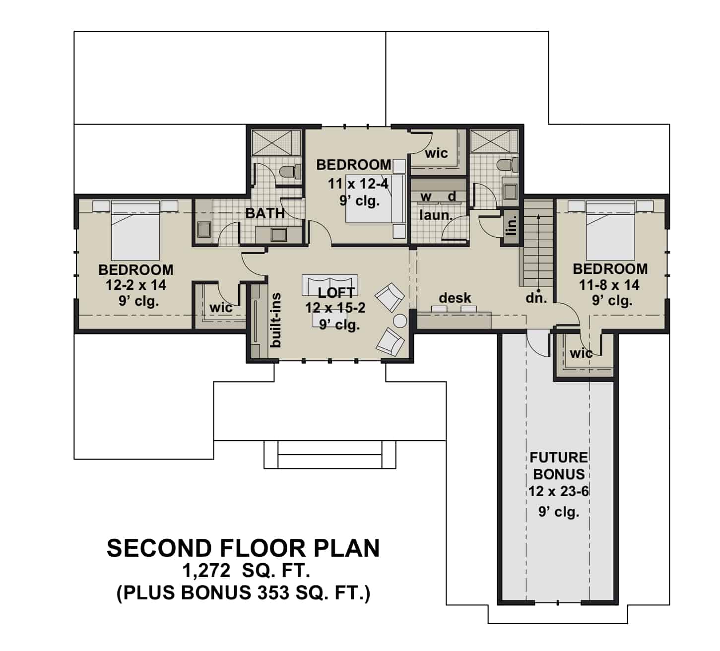 Upper Level of Contemporary Plan #165-1158
