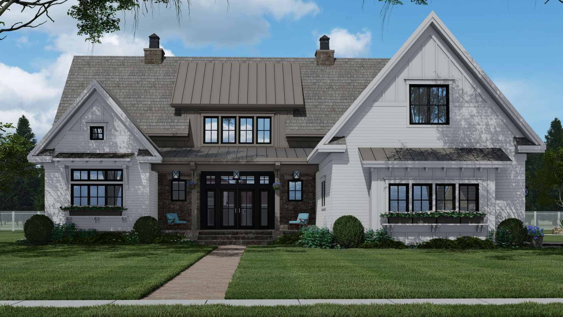 Front elevation of Contemporary home (ThePlanCollection: House Plan #165-1158)