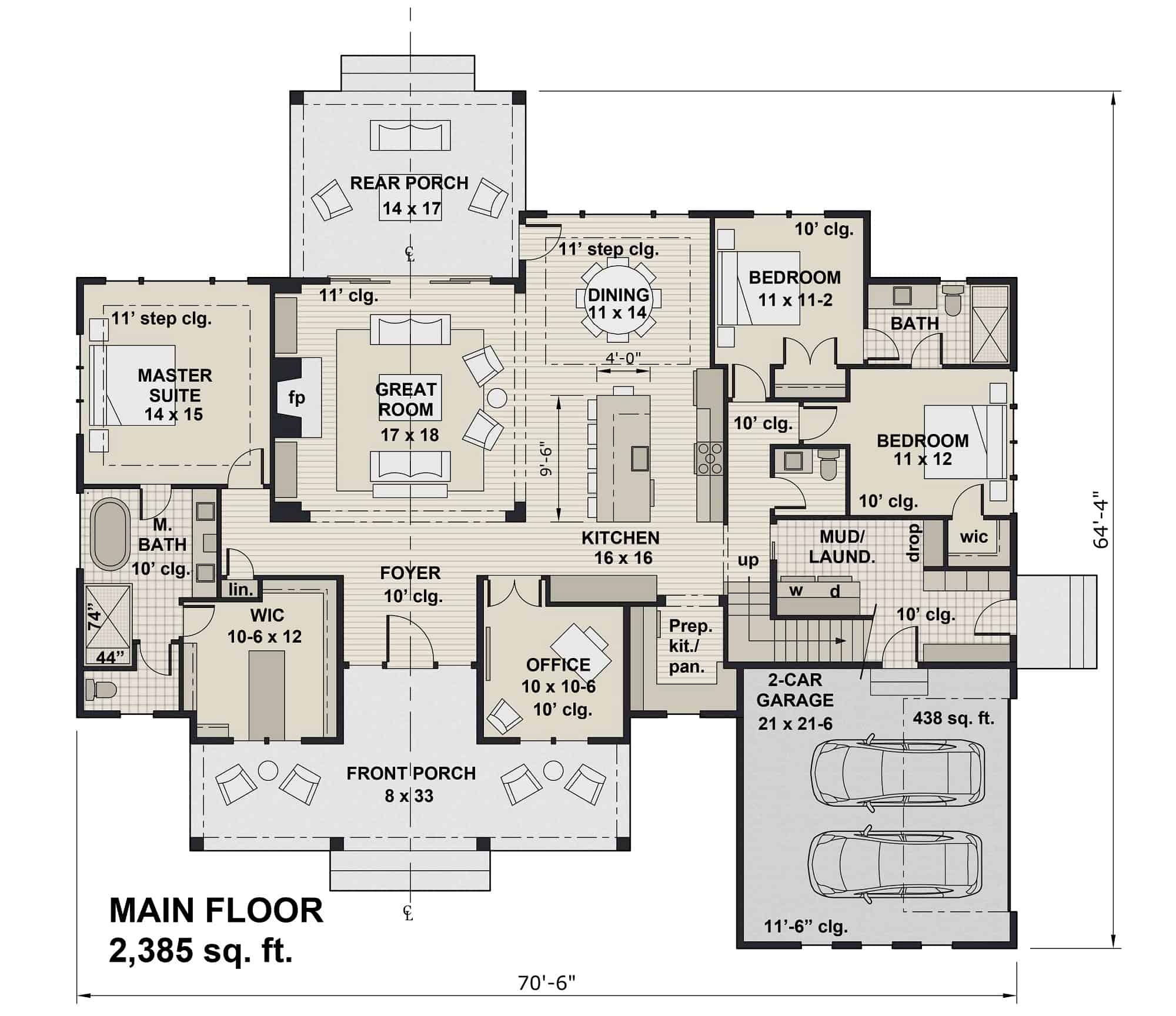 Main Level of Ranch Plan #165-1159