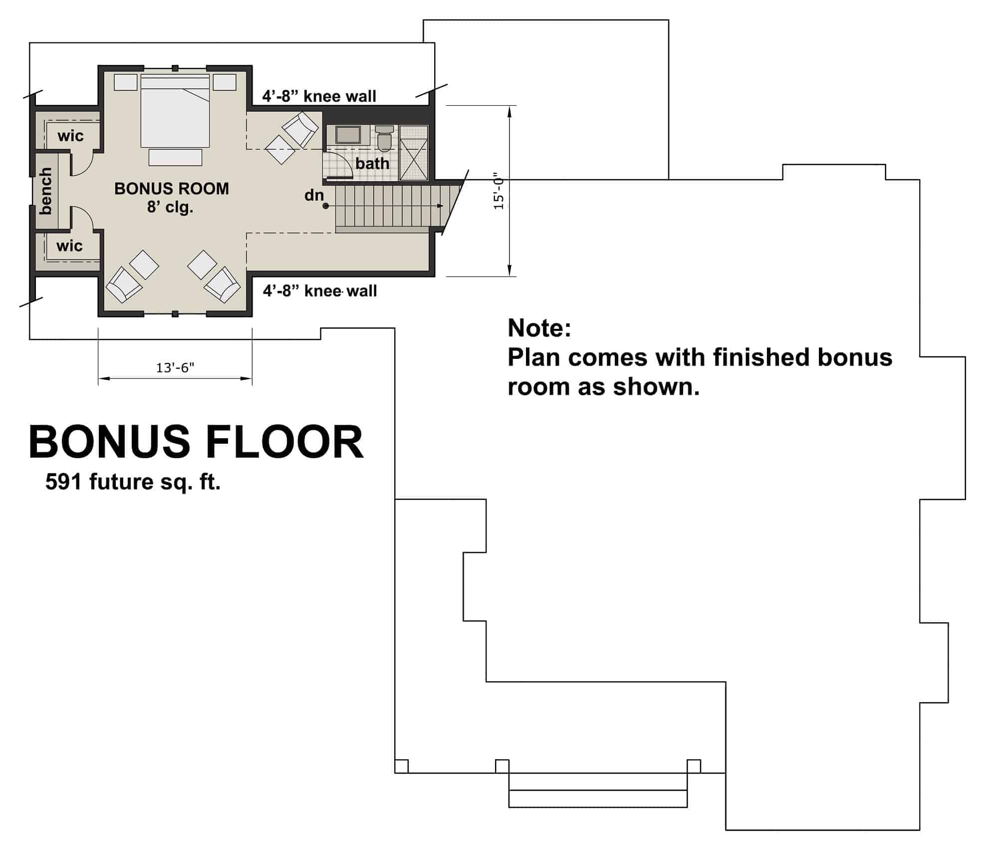 Bonus Room of Ranch Plan #165-1160