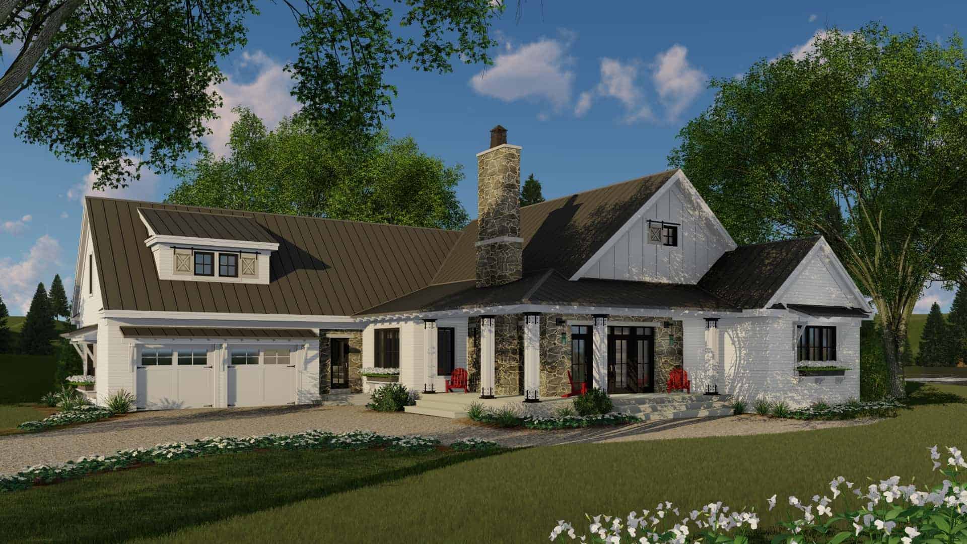 Front elevation of Ranch home (ThePlanCollection: House Plan #165-1160)