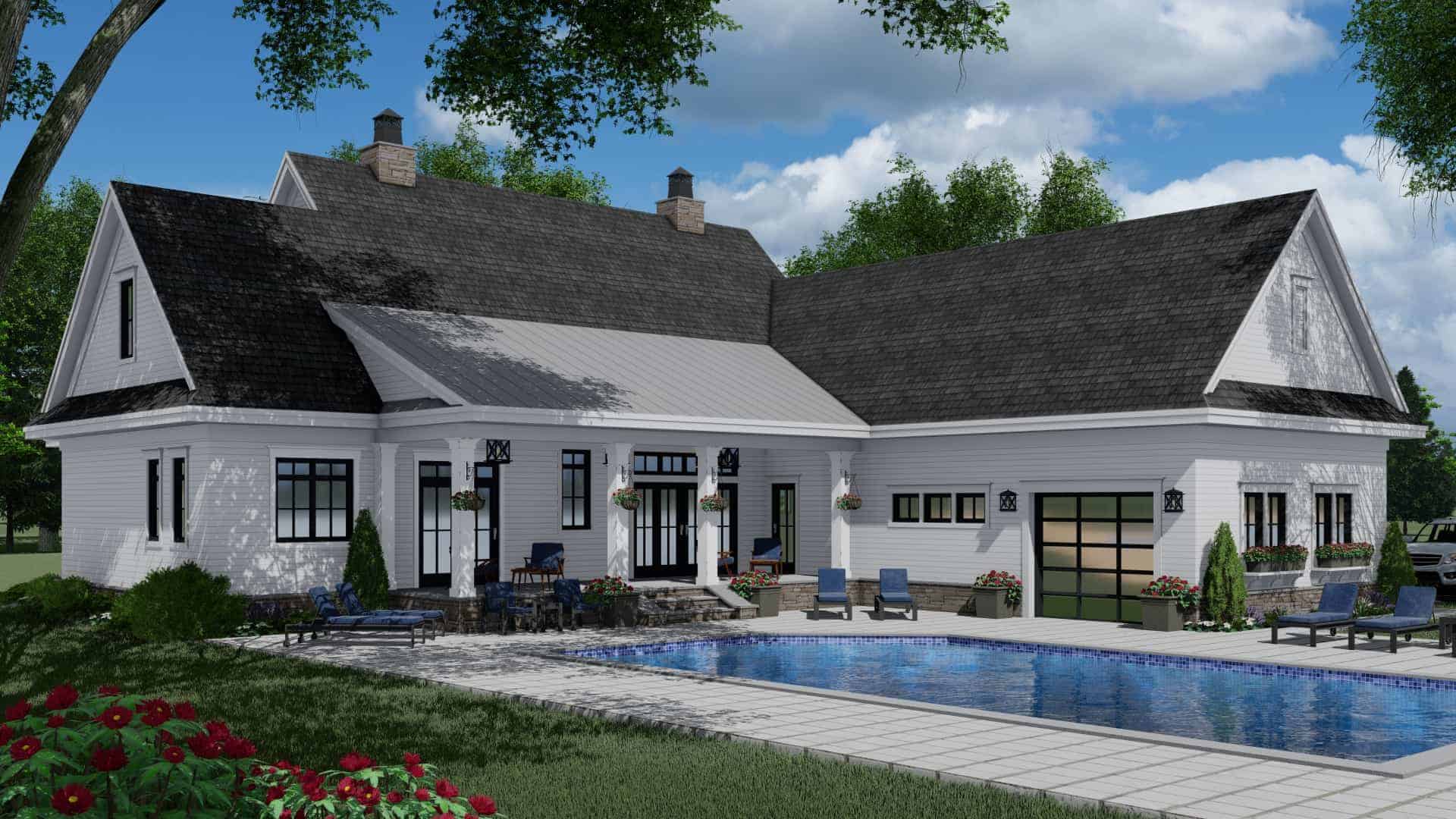 Rear View of this 3-Bedroom, 2570 Sq Ft Plan - 165-1161