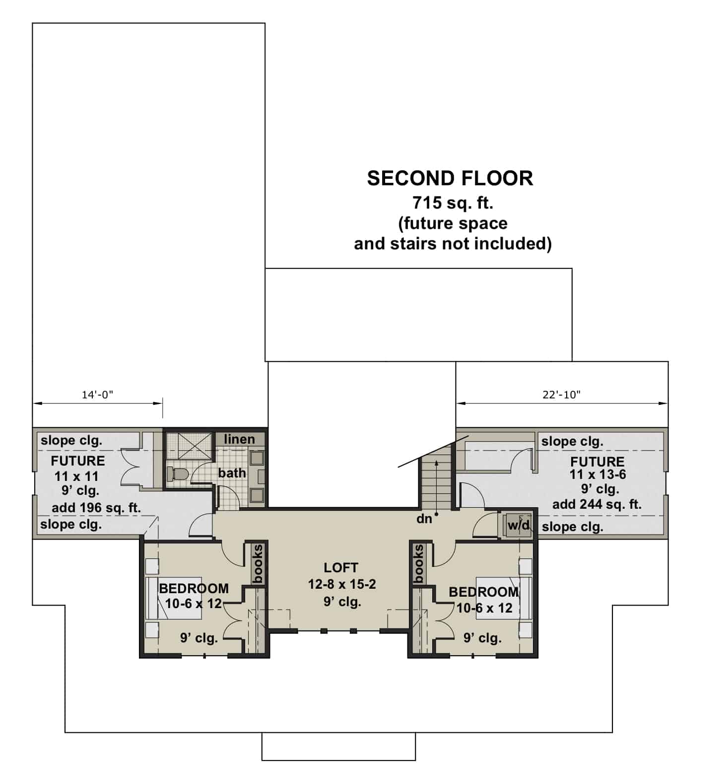 Upper Level of Farmhouse Plan #165-1161