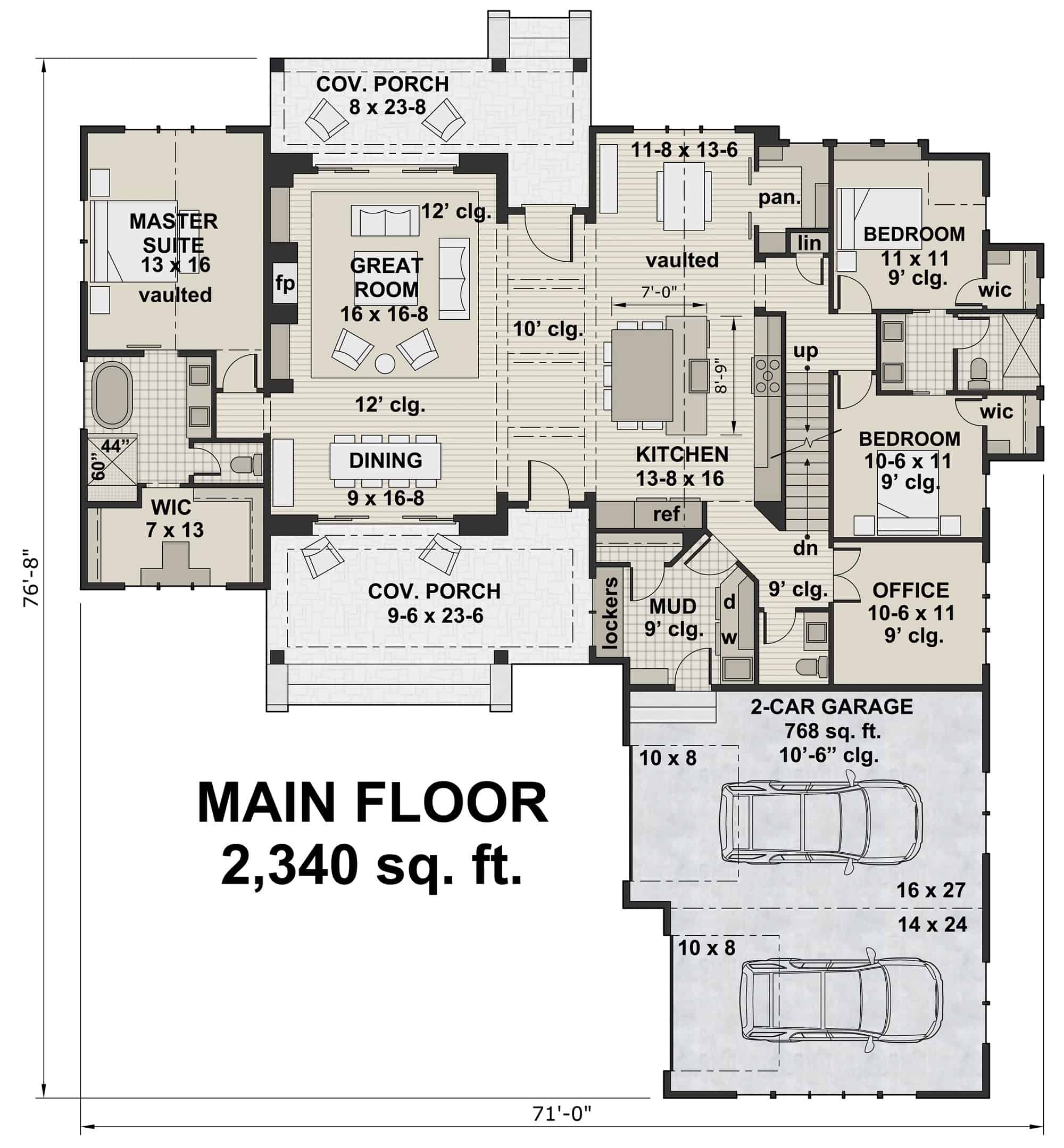 Main Level of Contemporary Plan #165-1162