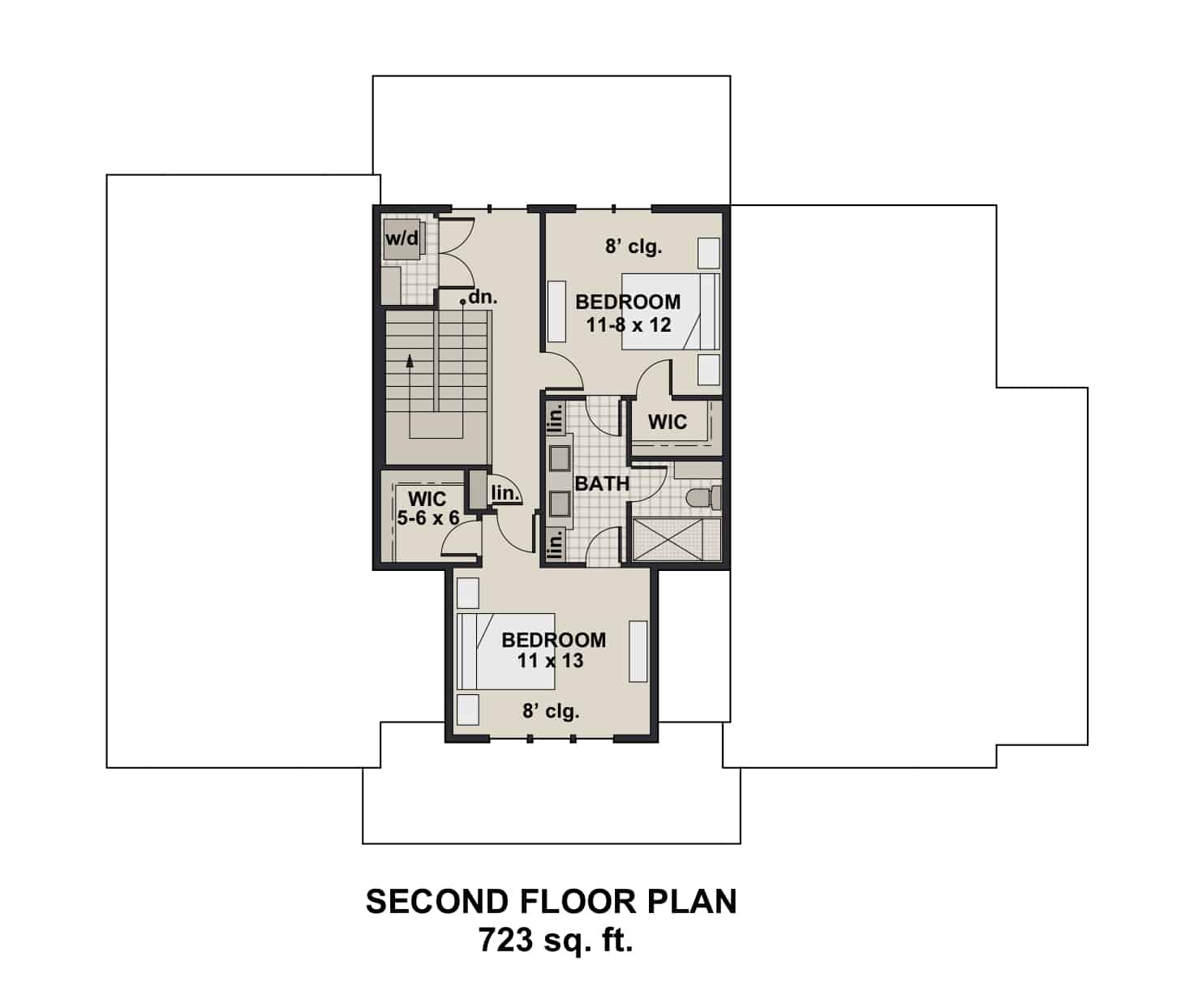 Upper Level of Farmhouse Plan #165-1163