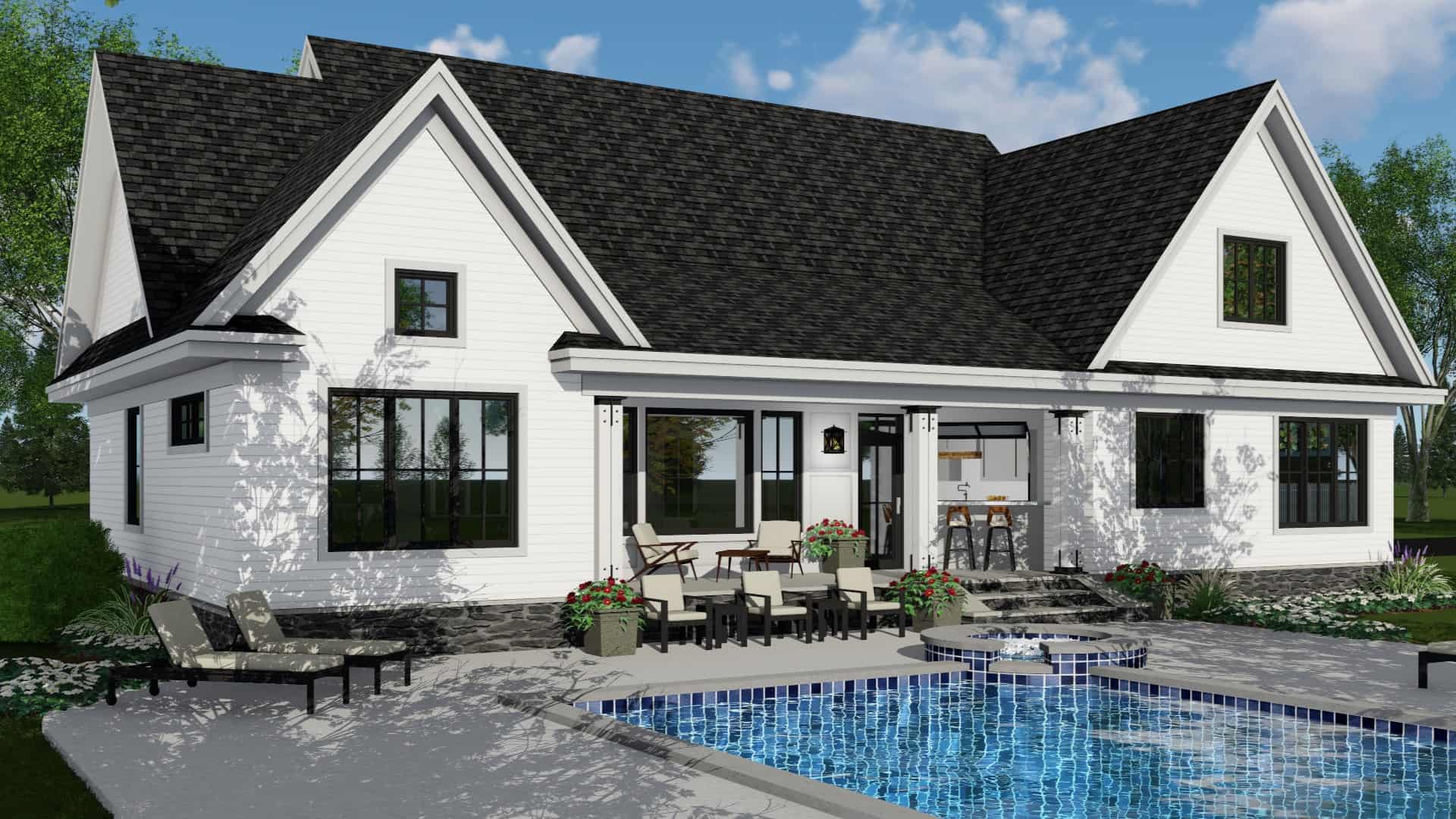 Rear View of this 4-Bedroom, 2751 Sq Ft Plan - 165-1164