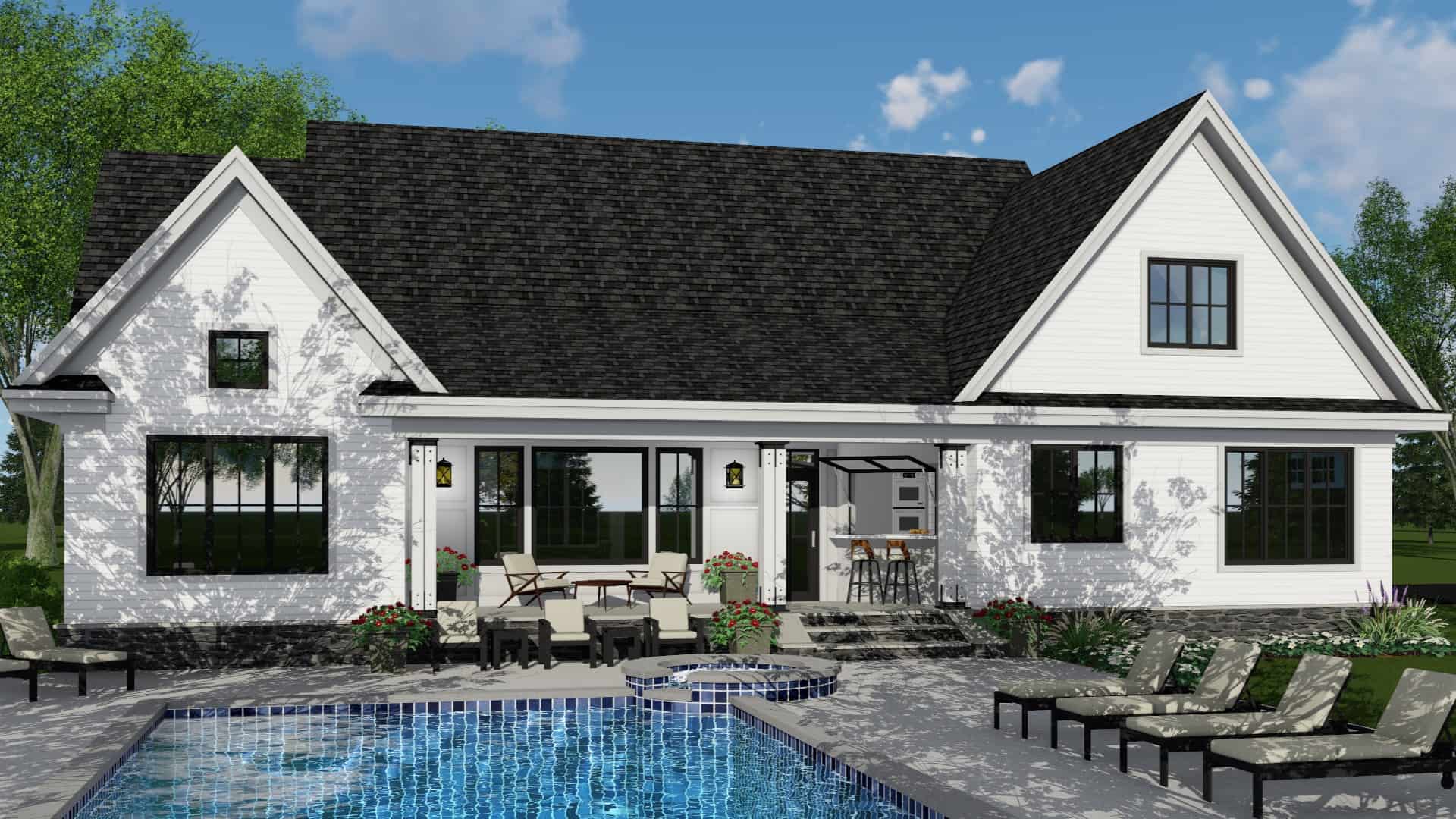Rear View of this 4-Bedroom, 2751 Sq Ft Plan - 165-1164