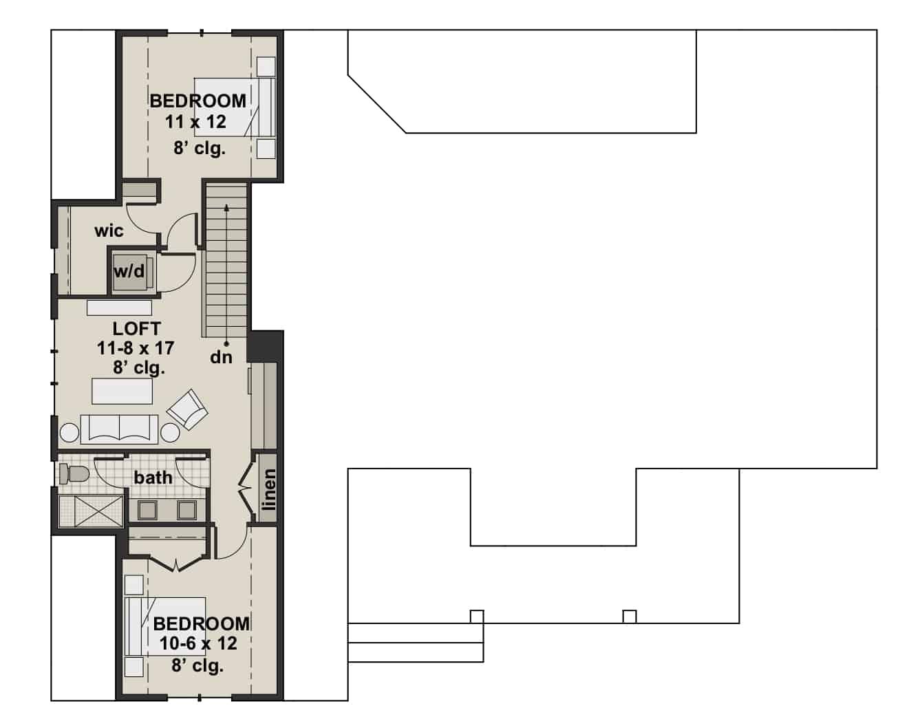 Upper Level of Ranch Plan #165-1164