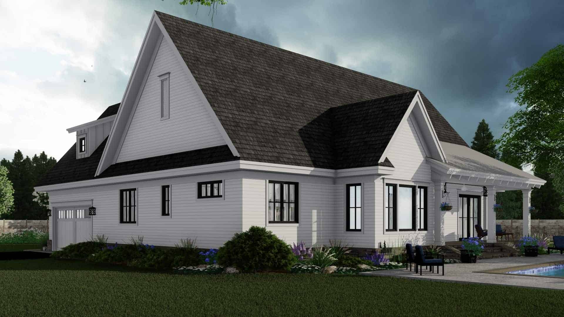 Rear View of this 3-Bedroom, 2046 Sq Ft Plan - 165-1165