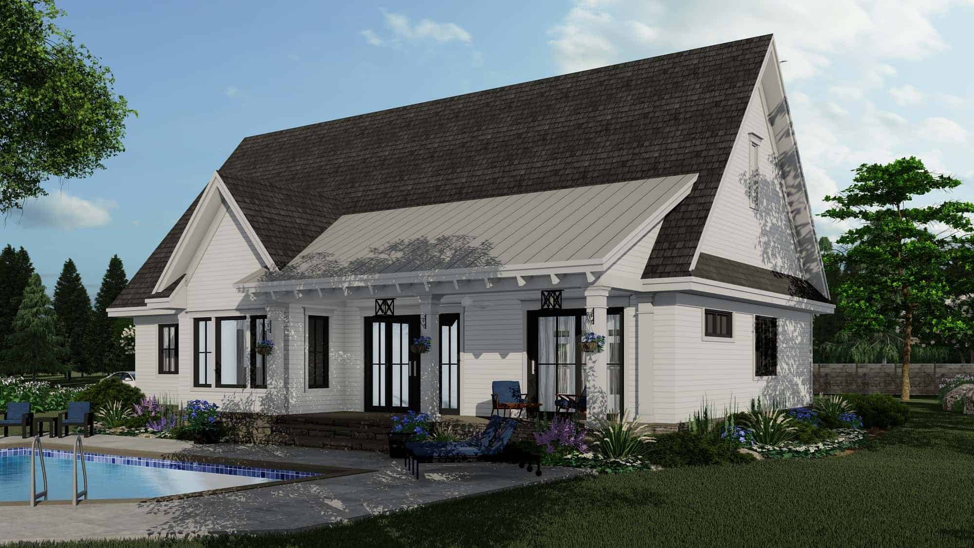 Rear View of this 3-Bedroom, 2046 Sq Ft Plan - 165-1165