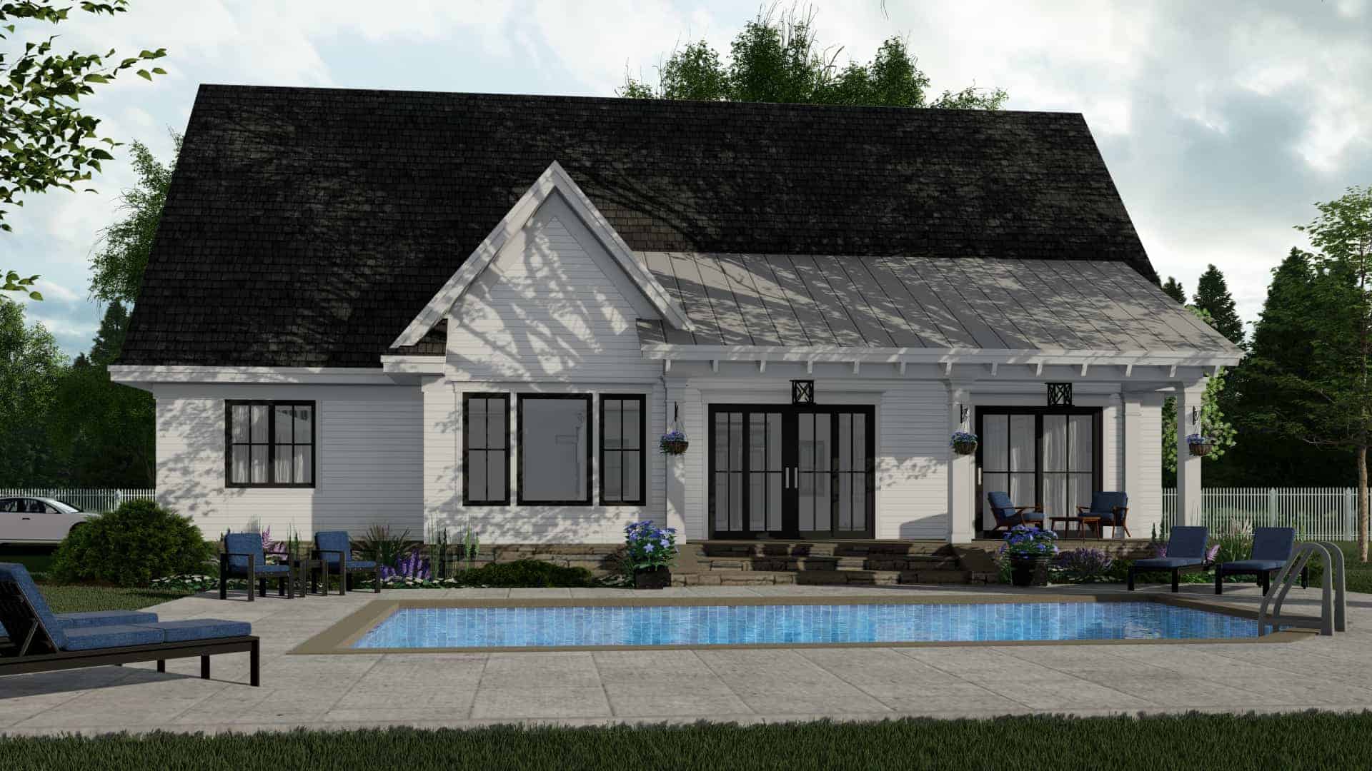 Rear View of this 3-Bedroom, 2046 Sq Ft Plan - 165-1165
