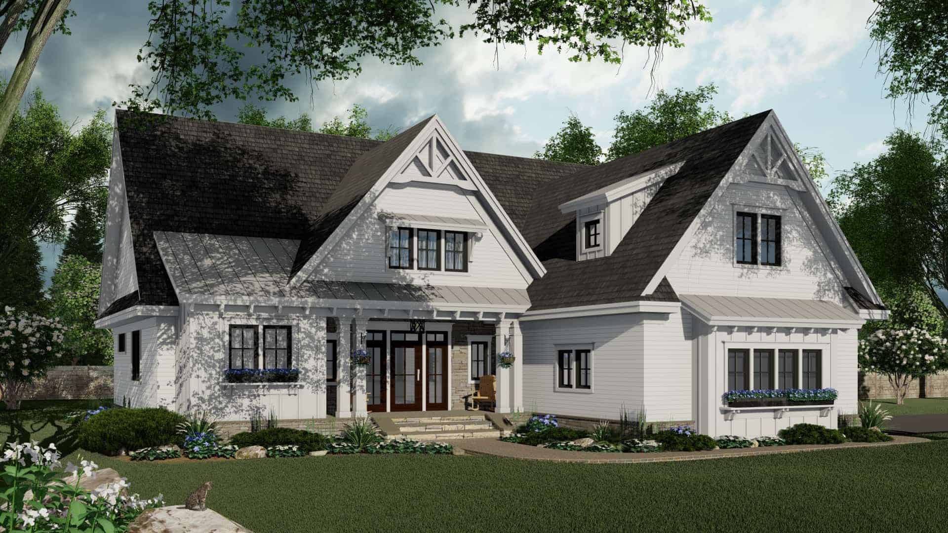 Front elevation of Ranch home (ThePlanCollection: House Plan #165-1165)