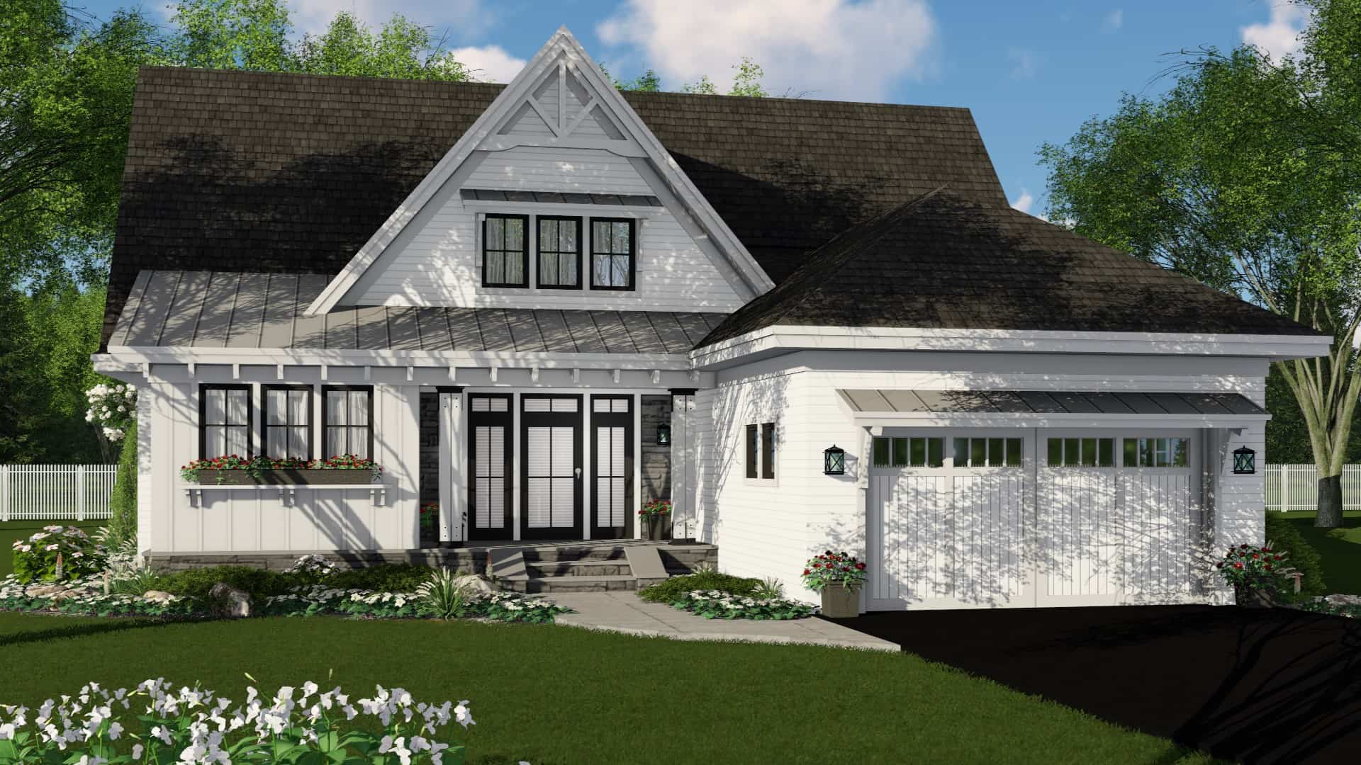 Front elevation of Farmhouse home (ThePlanCollection: House Plan #165-1167)