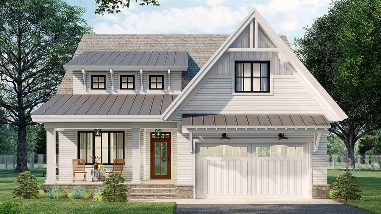 Front elevation of Cottage home (ThePlanCollection: House Plan #165-1168)
