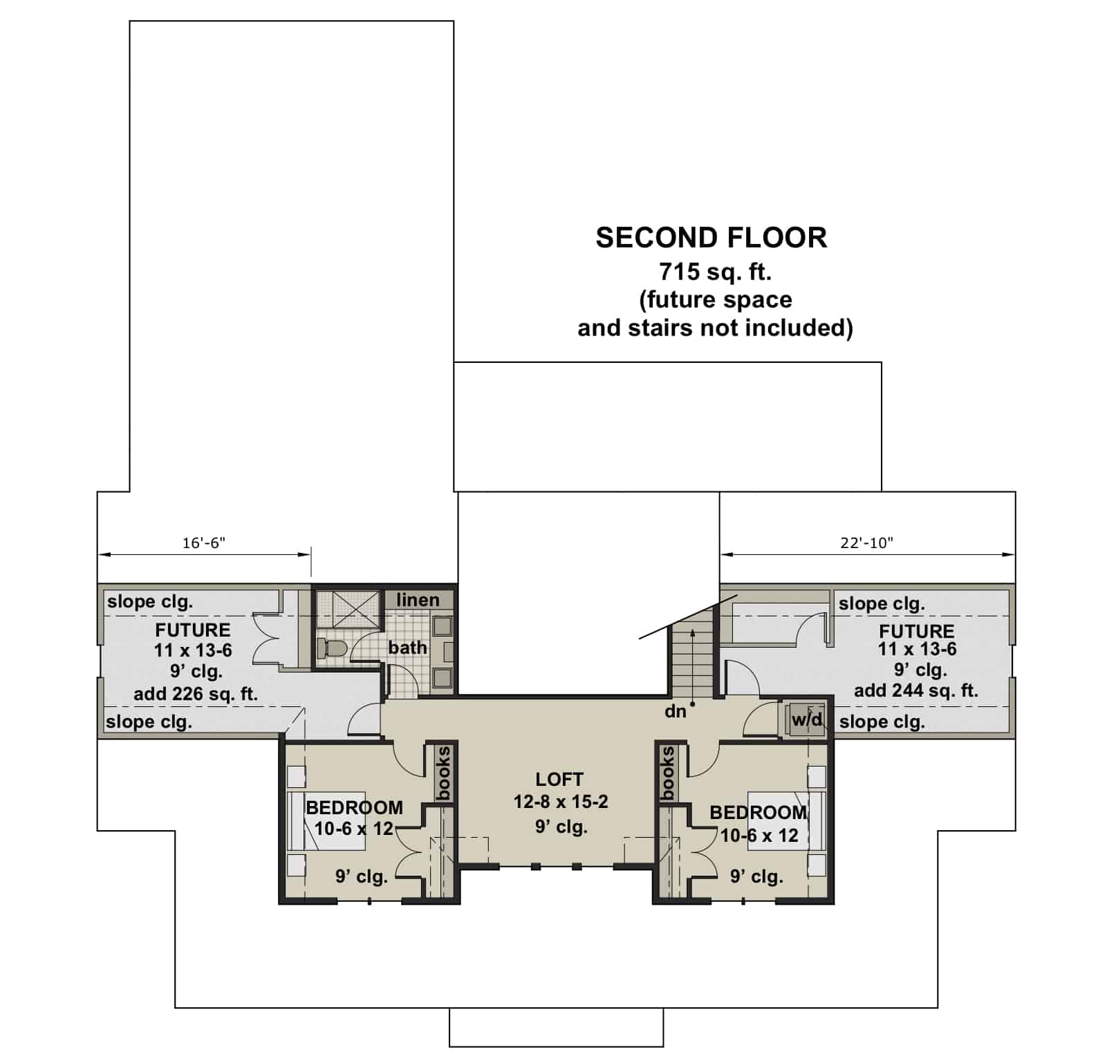 Upper Level of Farmhouse Plan #165-1170