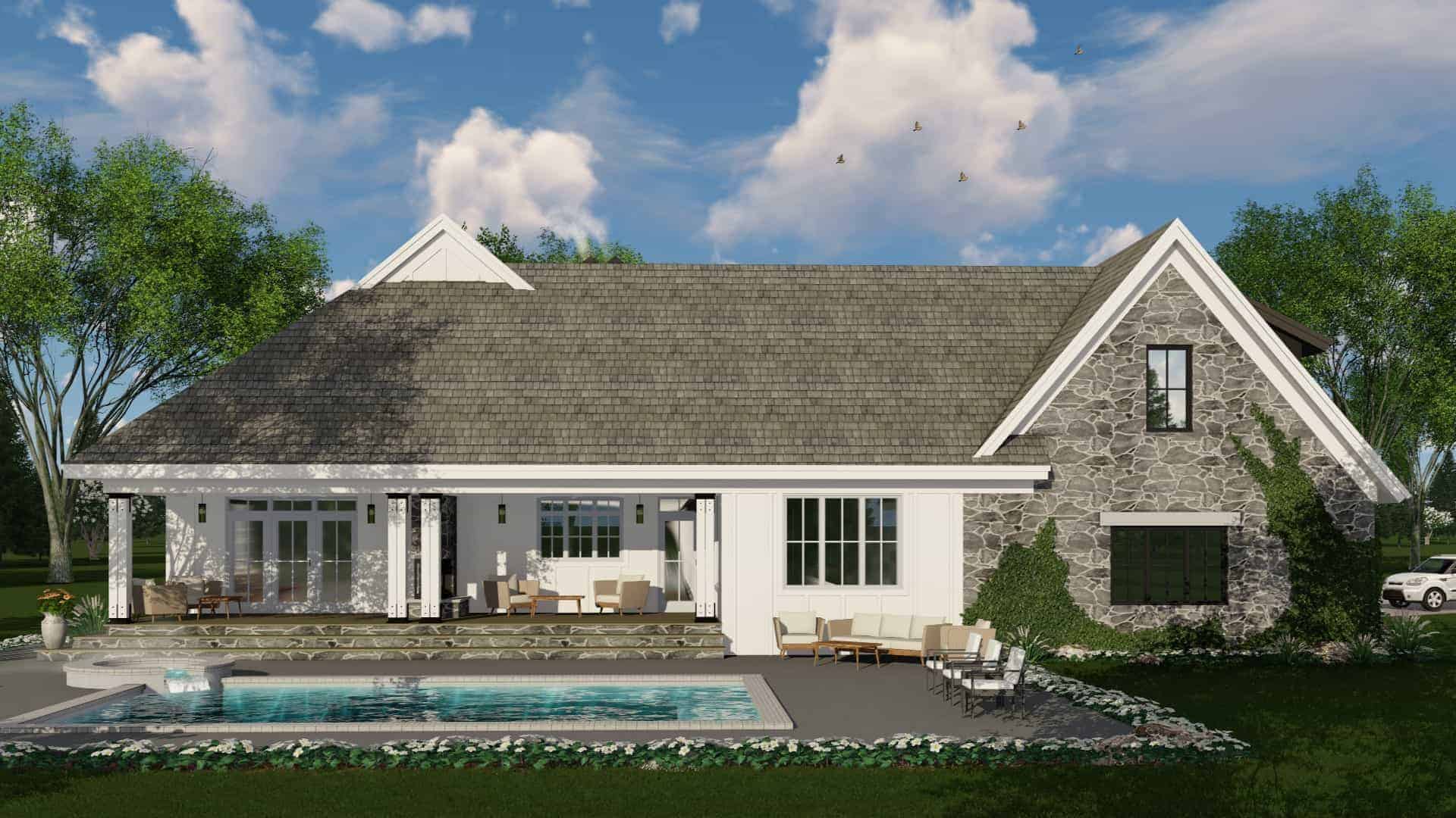 Rear View of this 3-Bedroom, 2483 Sq Ft Plan - 165-1171