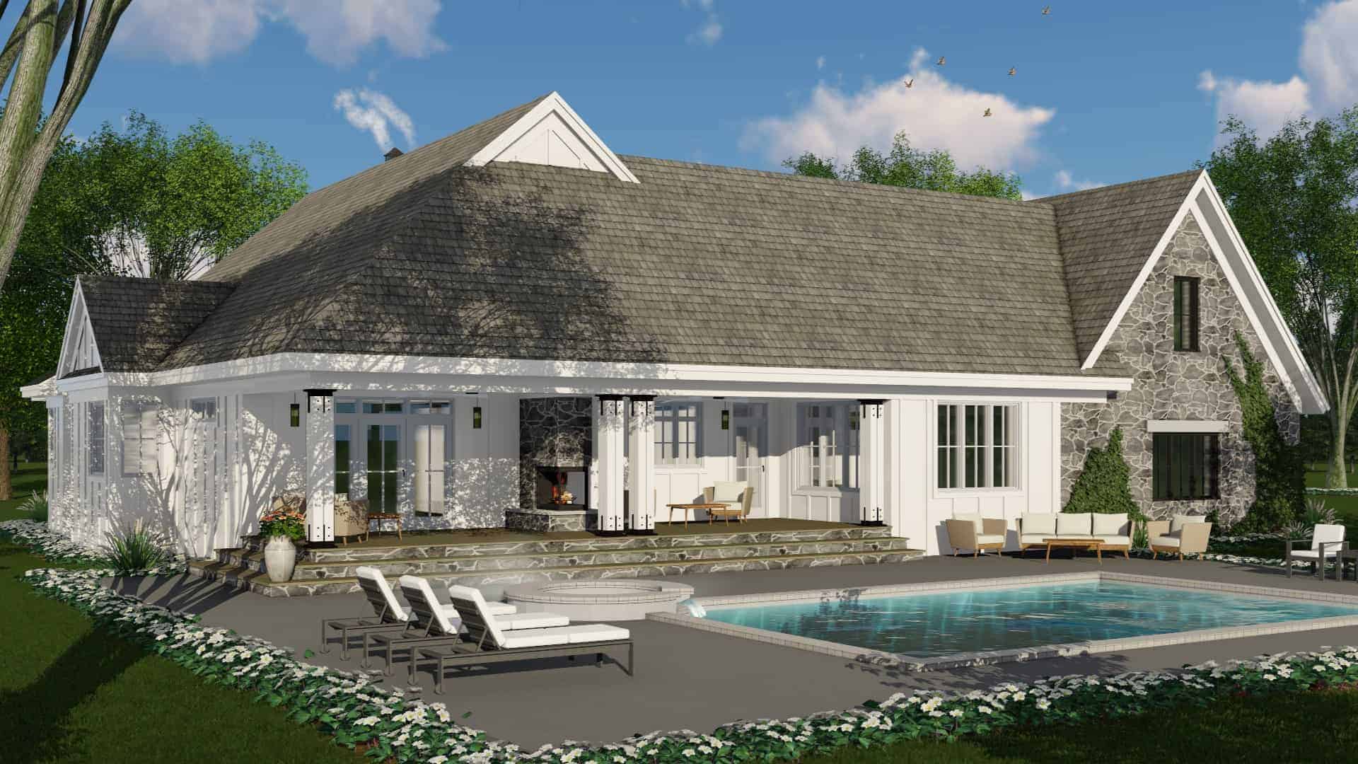 Rear View of this 3-Bedroom, 2483 Sq Ft Plan - 165-1171
