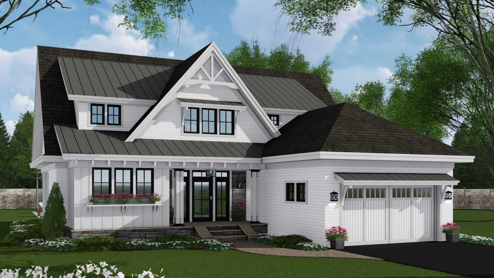 Front elevation of Cottage home (ThePlanCollection: House Plan #165-1173)