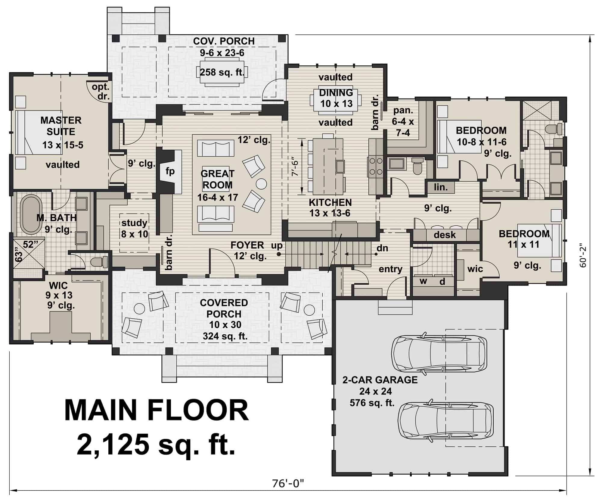 Main Level of Contemporary Plan #165-1174