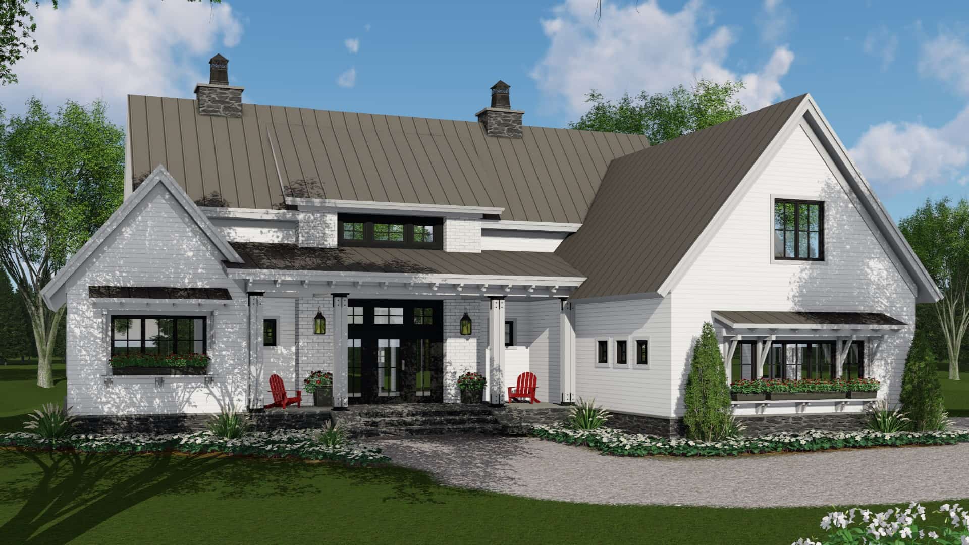 Front elevation of Contemporary home (ThePlanCollection: House Plan #165-1174)