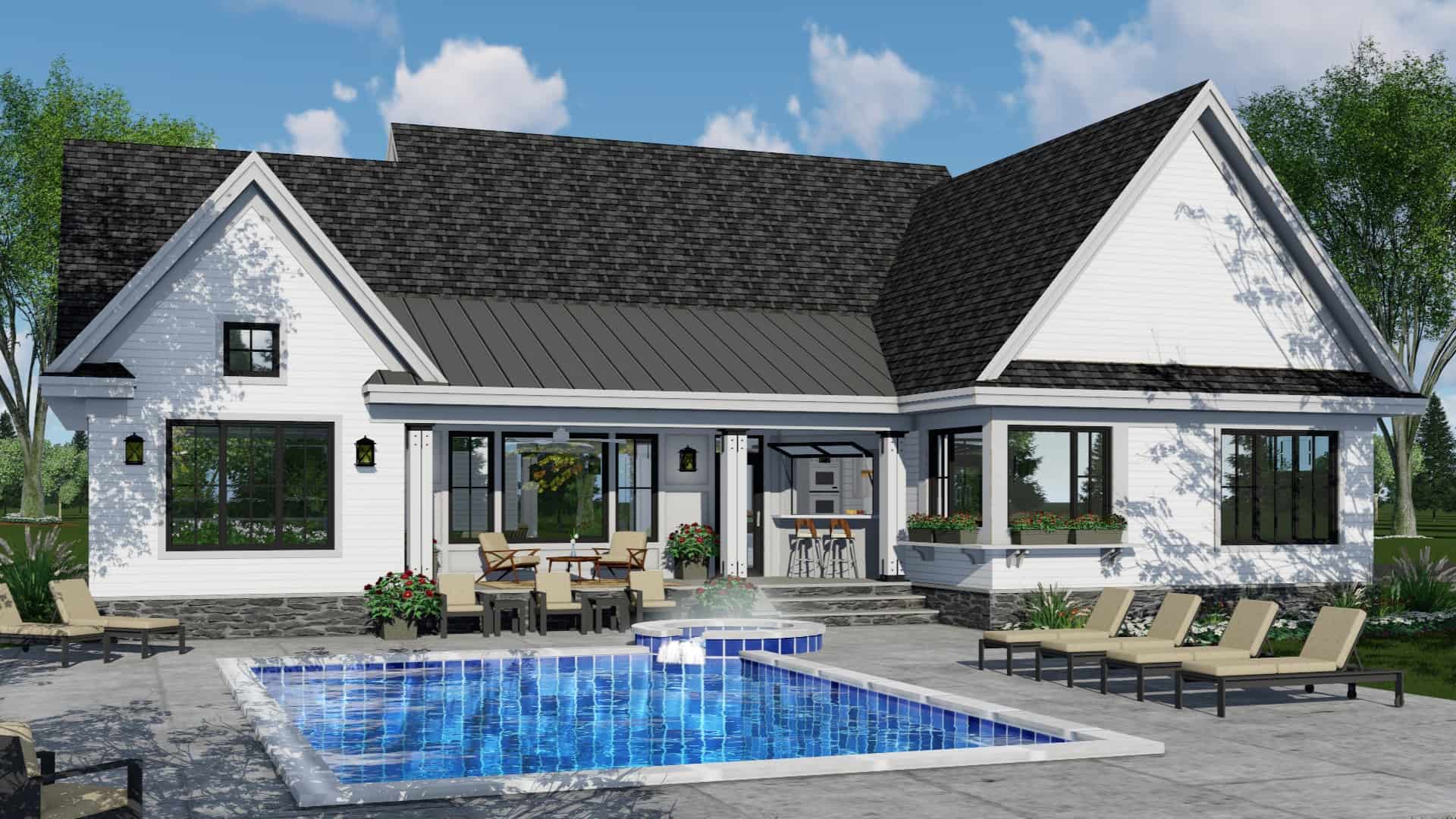 Rear View of this 3-Bedroom, 2148 Sq Ft Plan - 165-1176