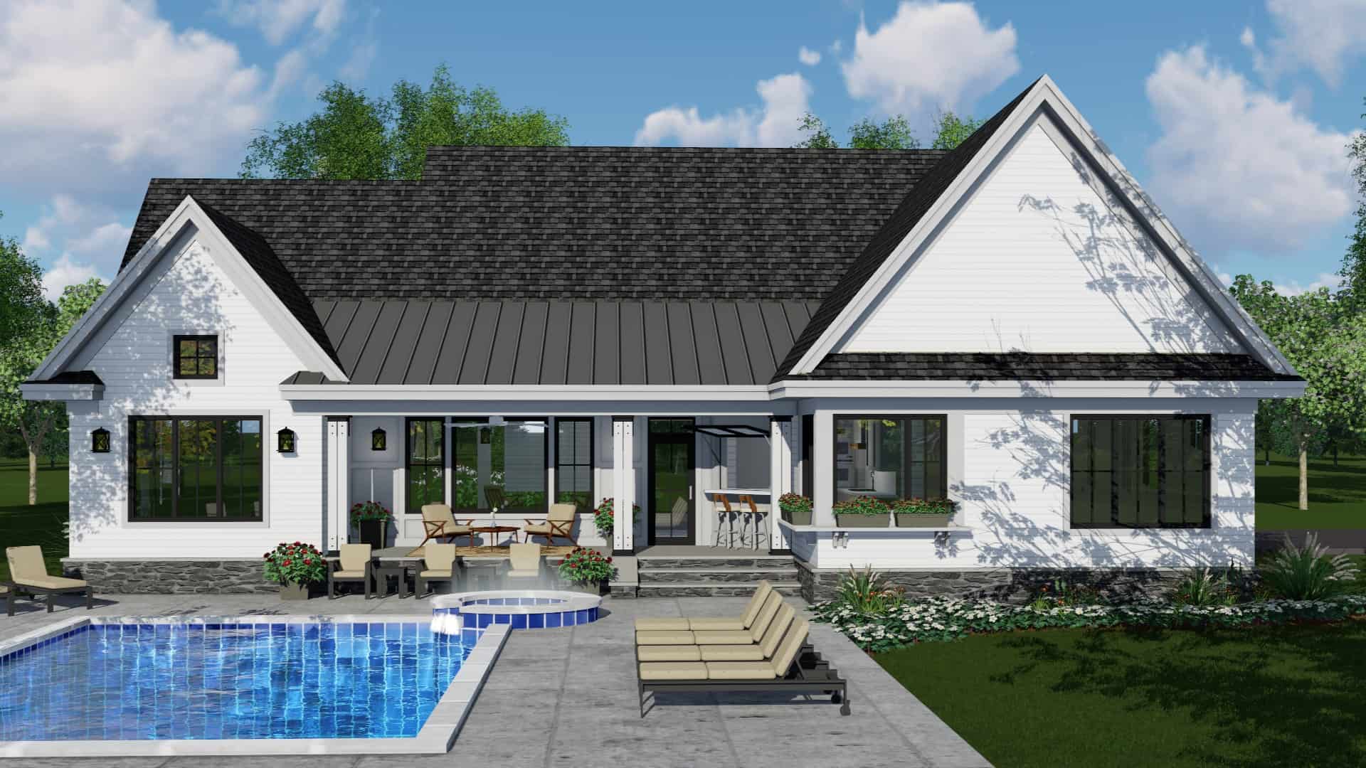 Rear View of this 3-Bedroom, 2148 Sq Ft Plan - 165-1176