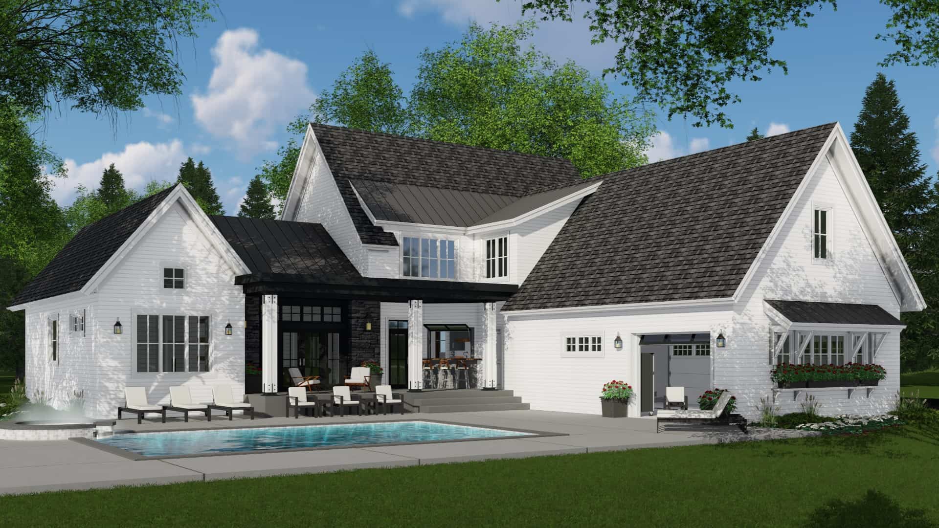 Rear View of this 4-Bedroom, 3011 Sq Ft Plan - 165-1178