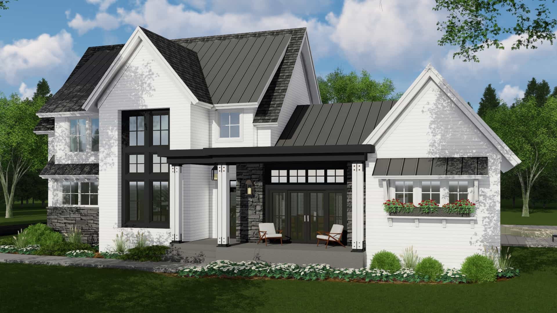Front elevation of Contemporary home (ThePlanCollection: House Plan #165-1178)