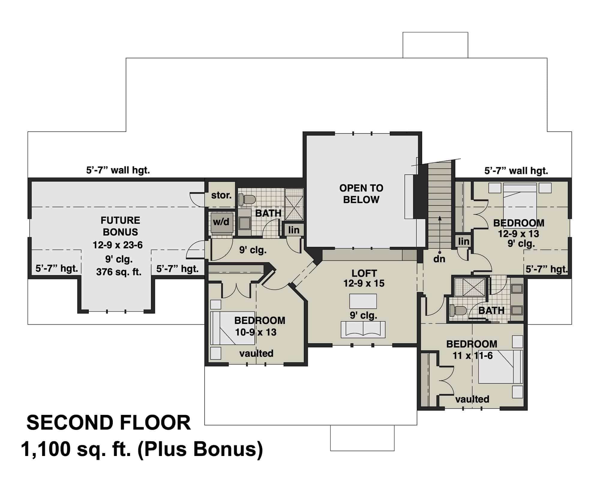 Upper Level of Farmhouse Plan #165-1179