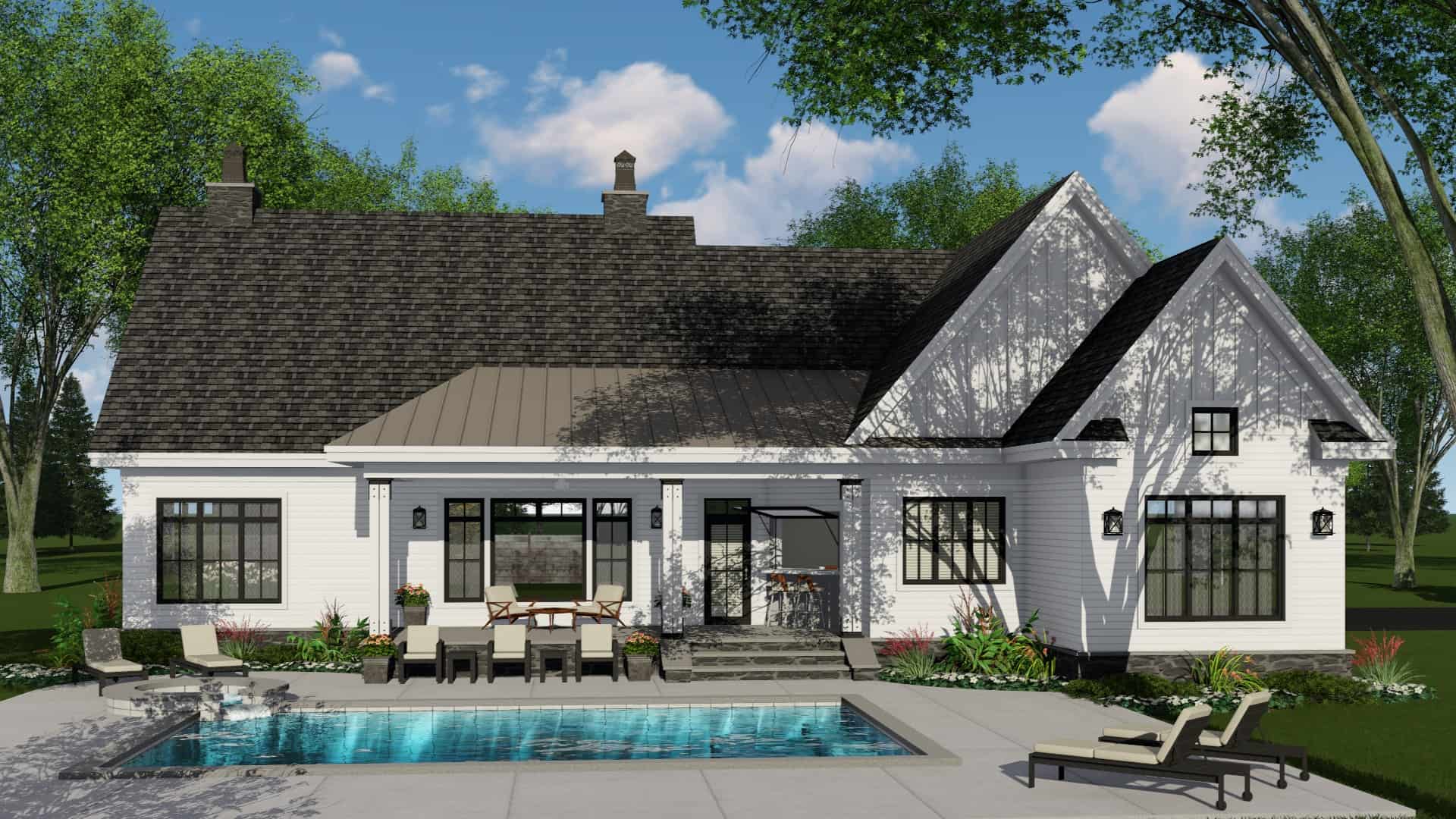 Rear View of this 3-Bedroom, 2332 Sq Ft Plan - 165-1180
