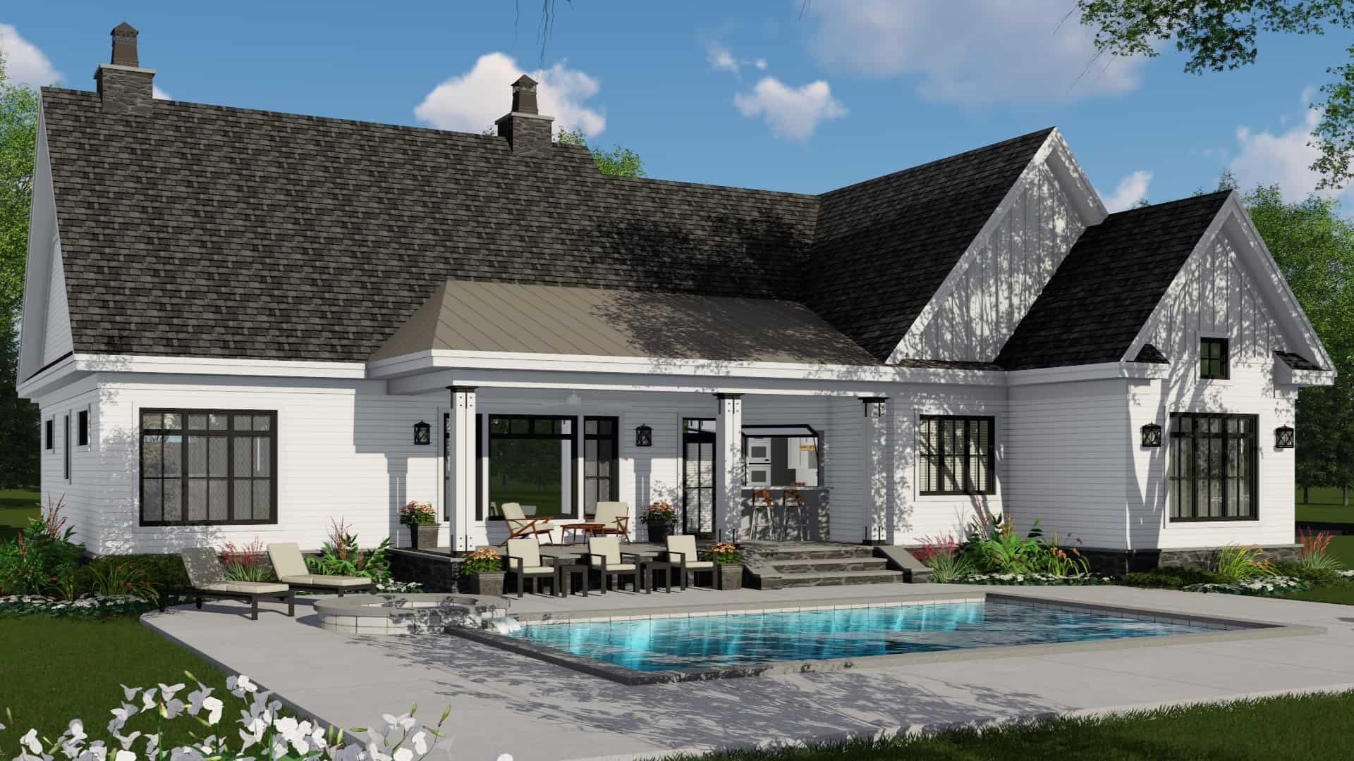 Rear View of this 3-Bedroom, 2332 Sq Ft Plan - 165-1180
