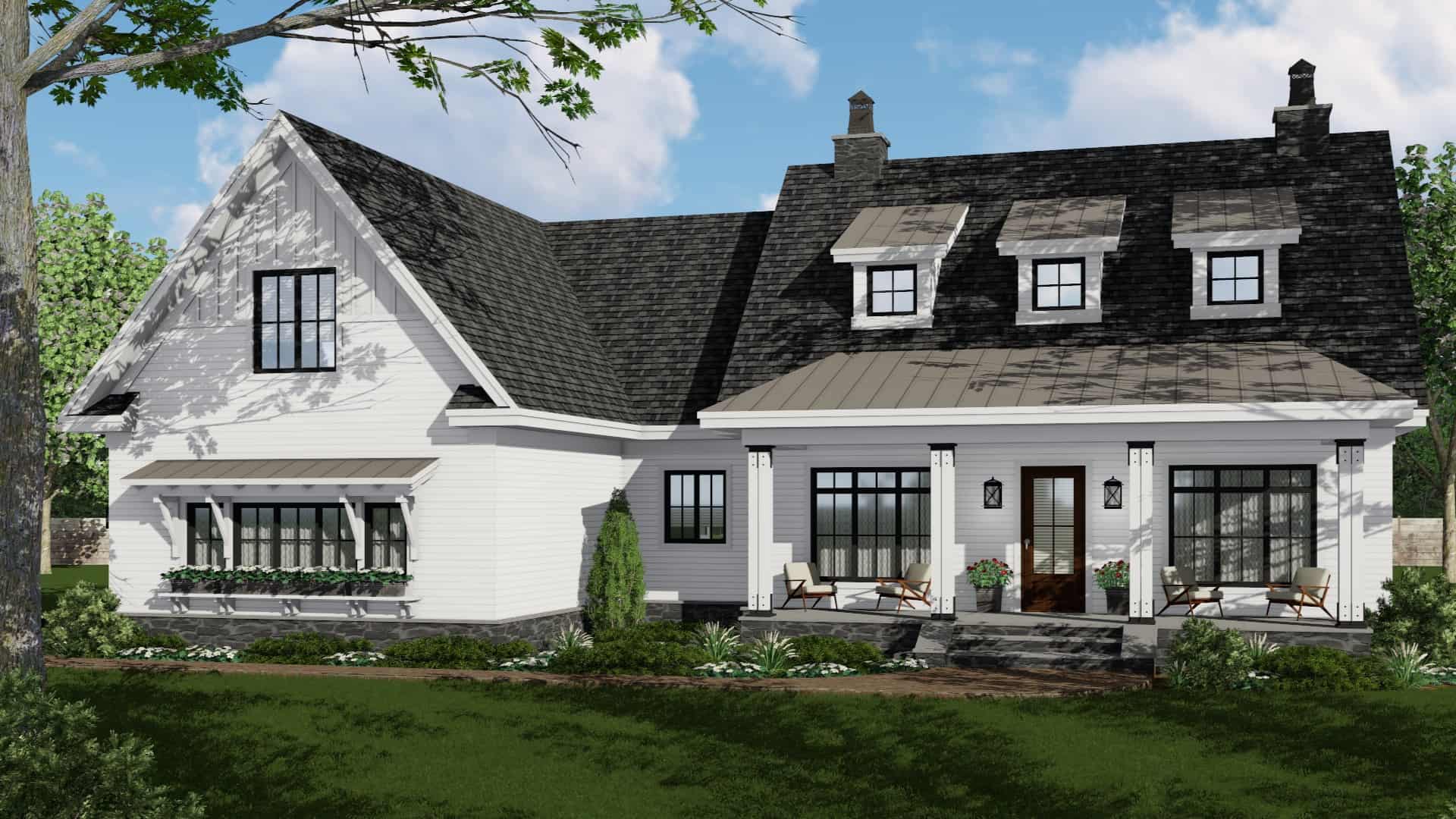 Front elevation of Ranch home (ThePlanCollection: House Plan #165-1180)