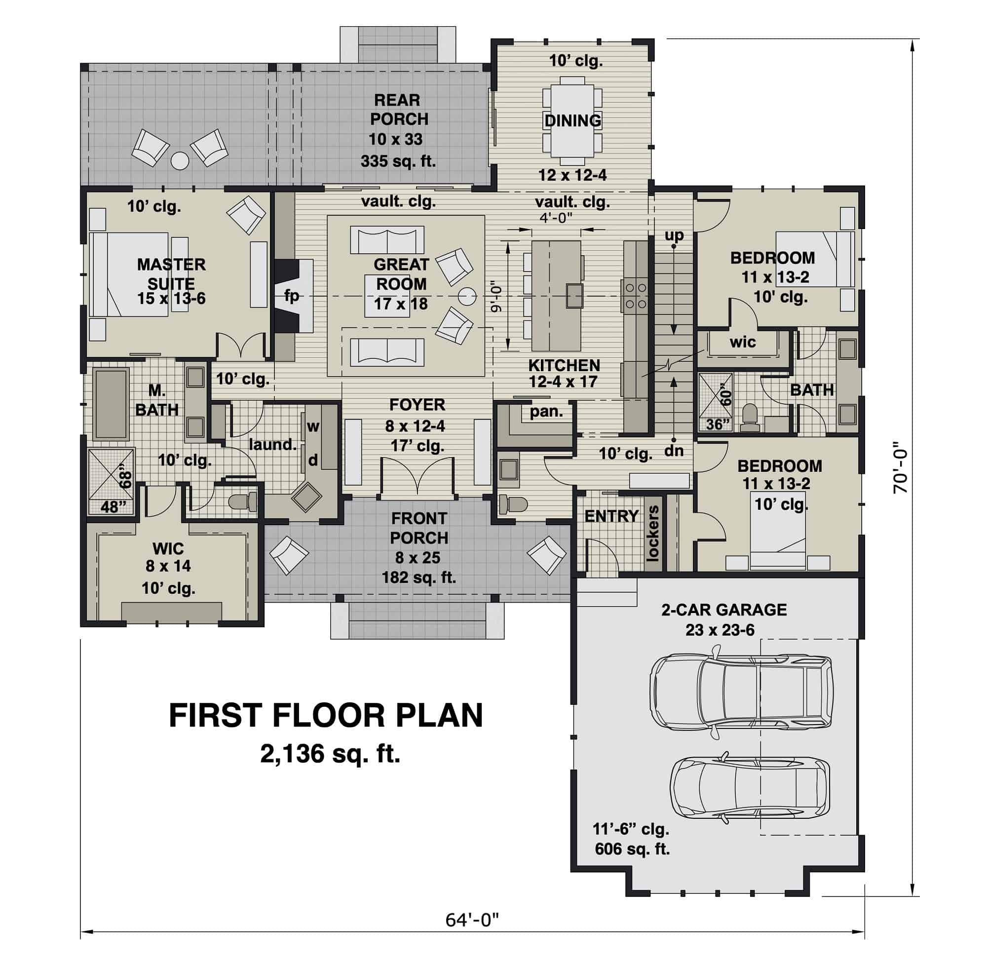 Main Level of Contemporary Plan #165-1181