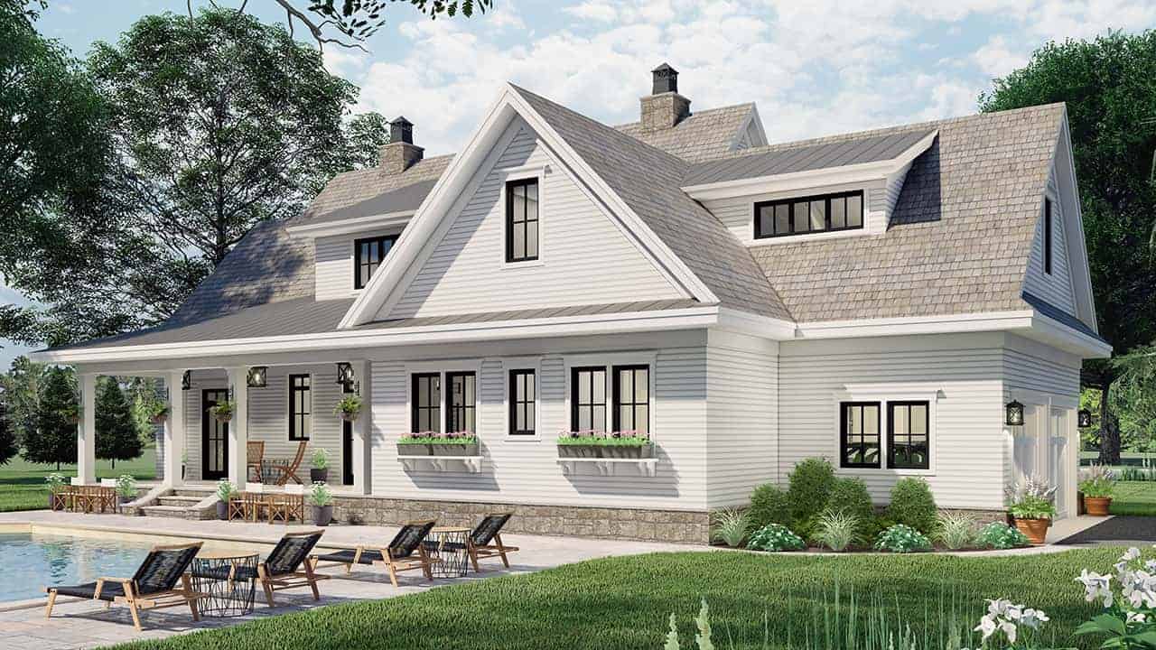 Rear View of this 4-Bedroom, 2862 Sq Ft Plan - 165-1182