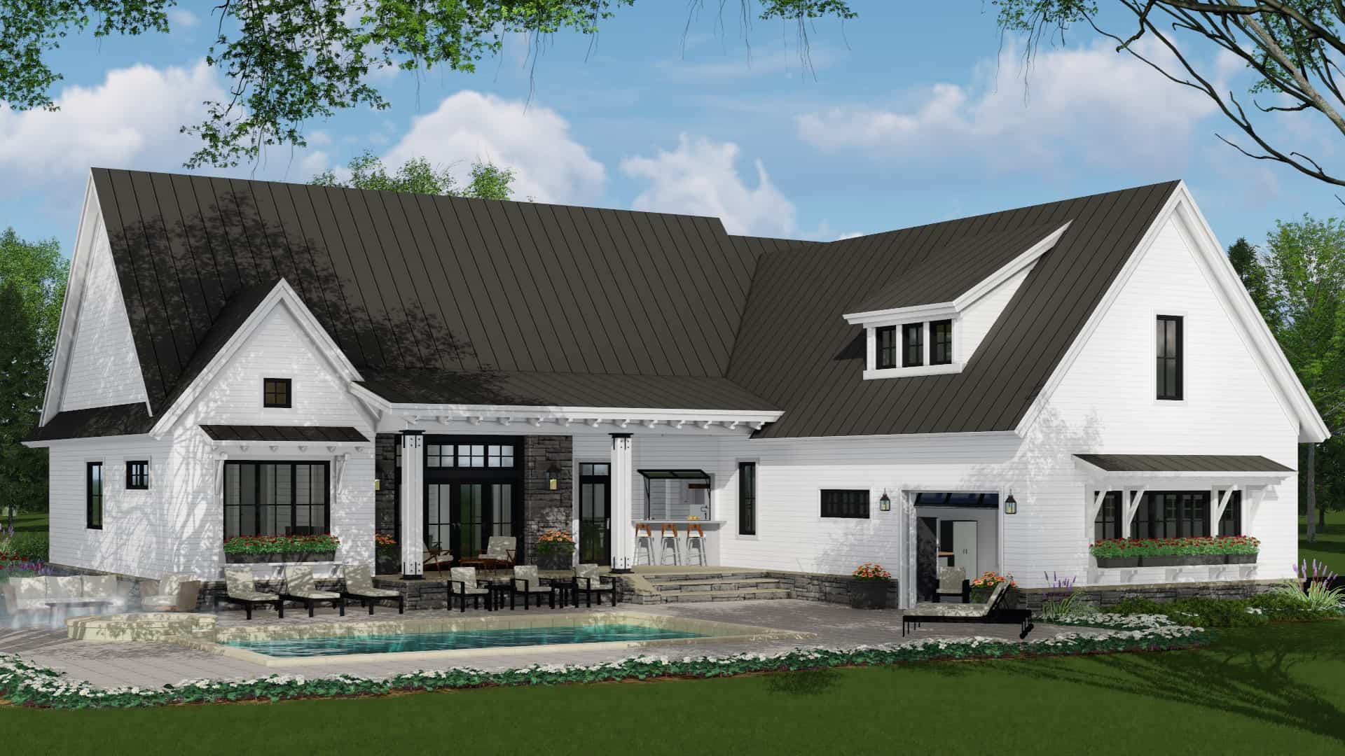 Rear View of this 3-Bedroom, 2287 Sq Ft Plan - 165-1183